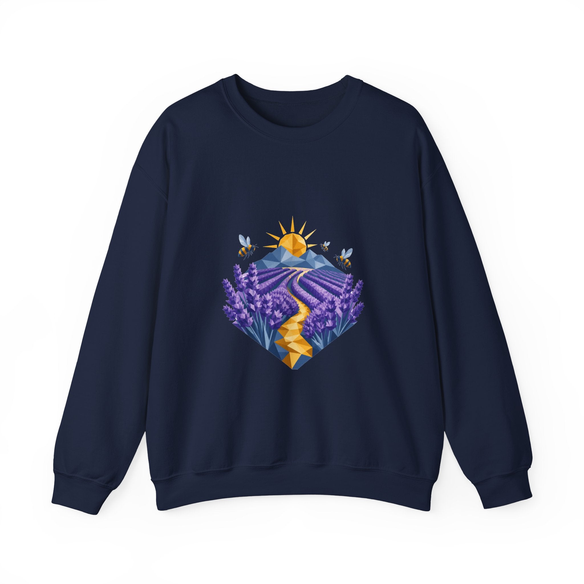 Matching Couple Sweatshirt - Lavender Fields & Canyon Matching Couple Premium Fleece Sweatshirt Geometric Art His Hers Love Gift - Design A