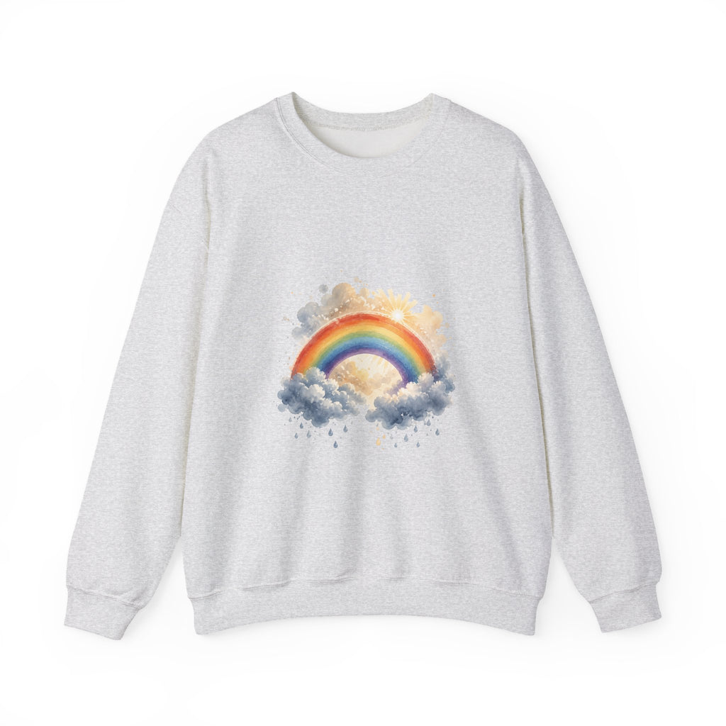 Matching Couple Sweatshirt - Storm & Rainbow Matching Couple Crewneck Sweatshirt Watercolor Art His Hers Engagement Gift - Design B
