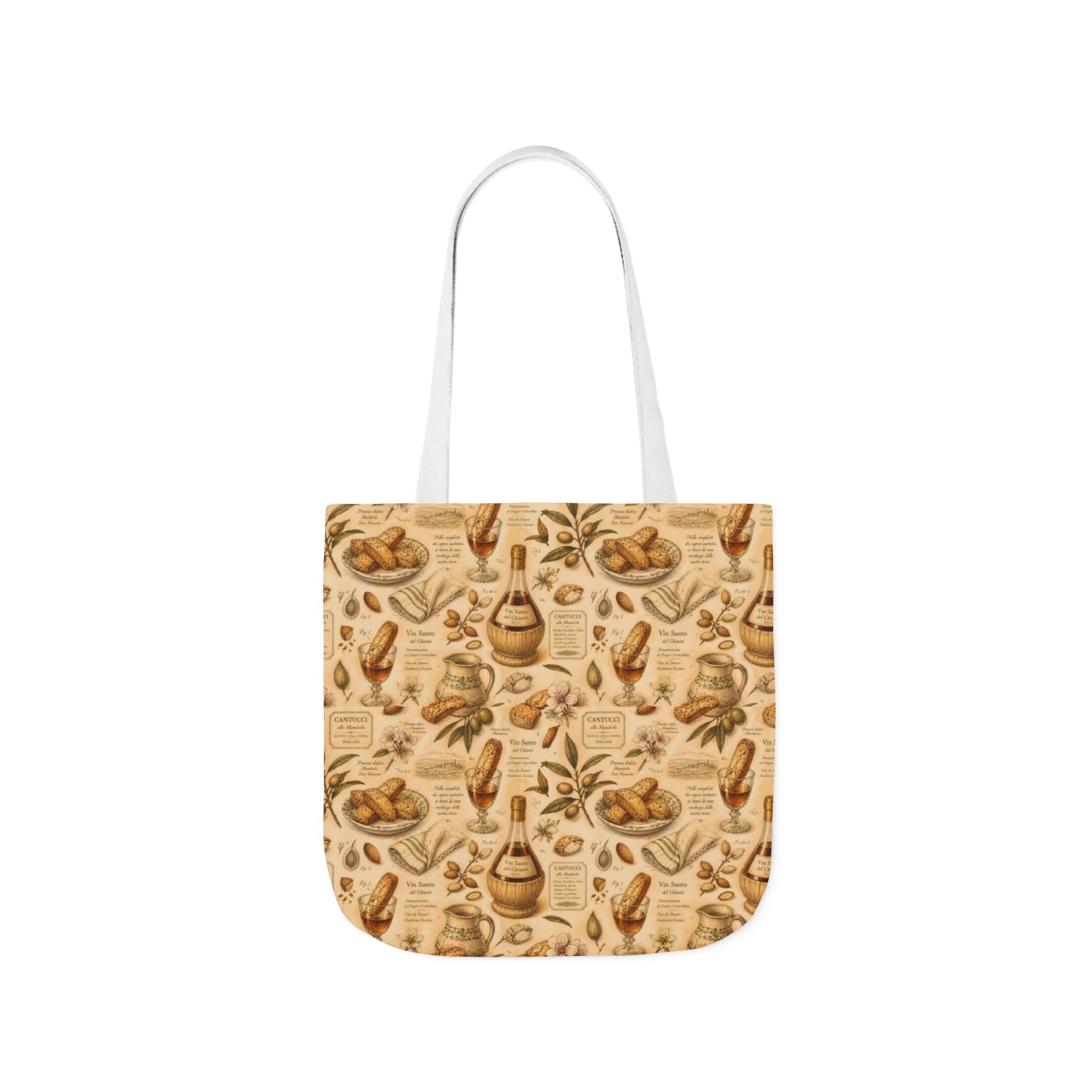 Biscotti & Vin Santo Canvas Tote Bag Mediterranean Kitchen Botanical Design Italian Cottagecore Gift