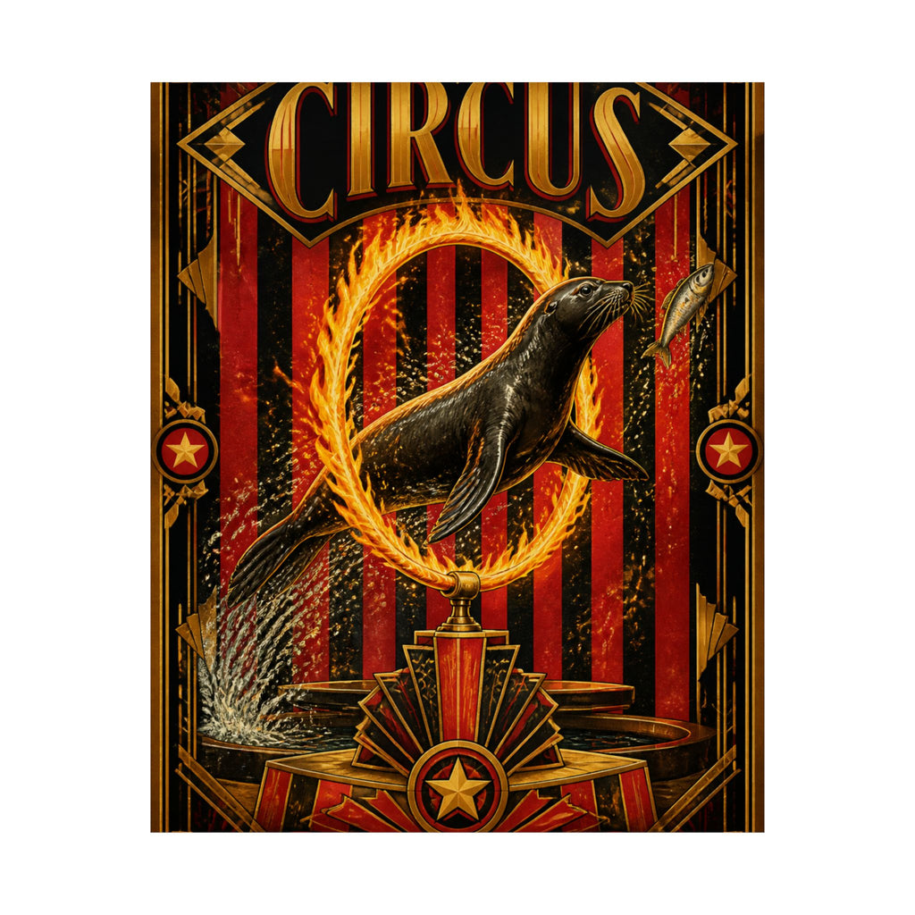 Seal Fire Hoop Wall Art Poster 18×24 Art Deco Entryway Decor Maximalist Print