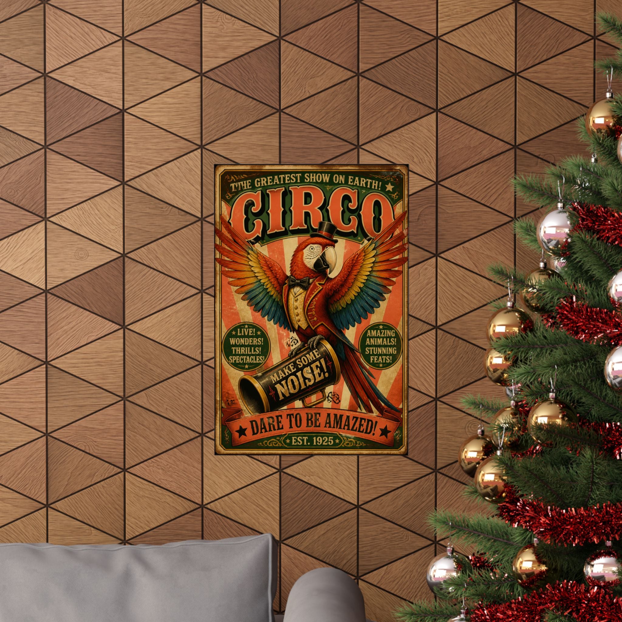 Parrot Ringmaster Wall Art Poster 18×24 Vintage Circus Kitchen Decor Maximalist Print