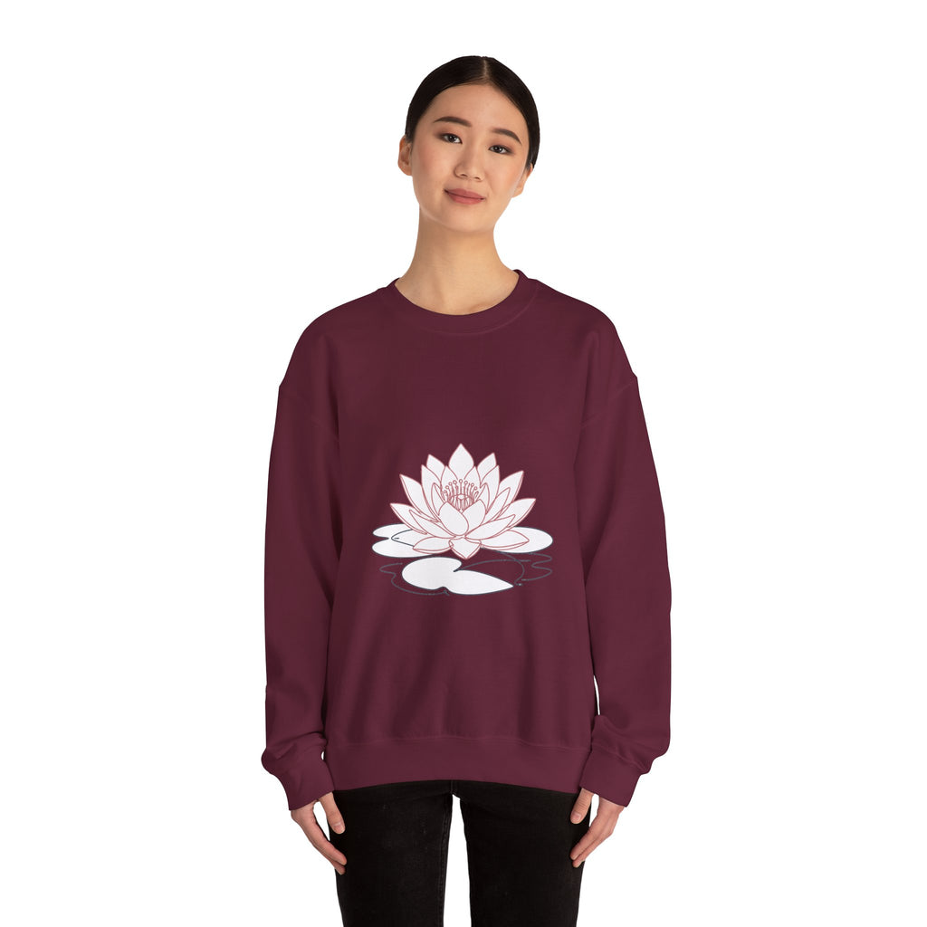 Matching Couple Sweatshirt - Open & Closed Lotus Matching Couple Crewneck Sweatshirt Minimalist Art His Hers Valentine Gift - Design A