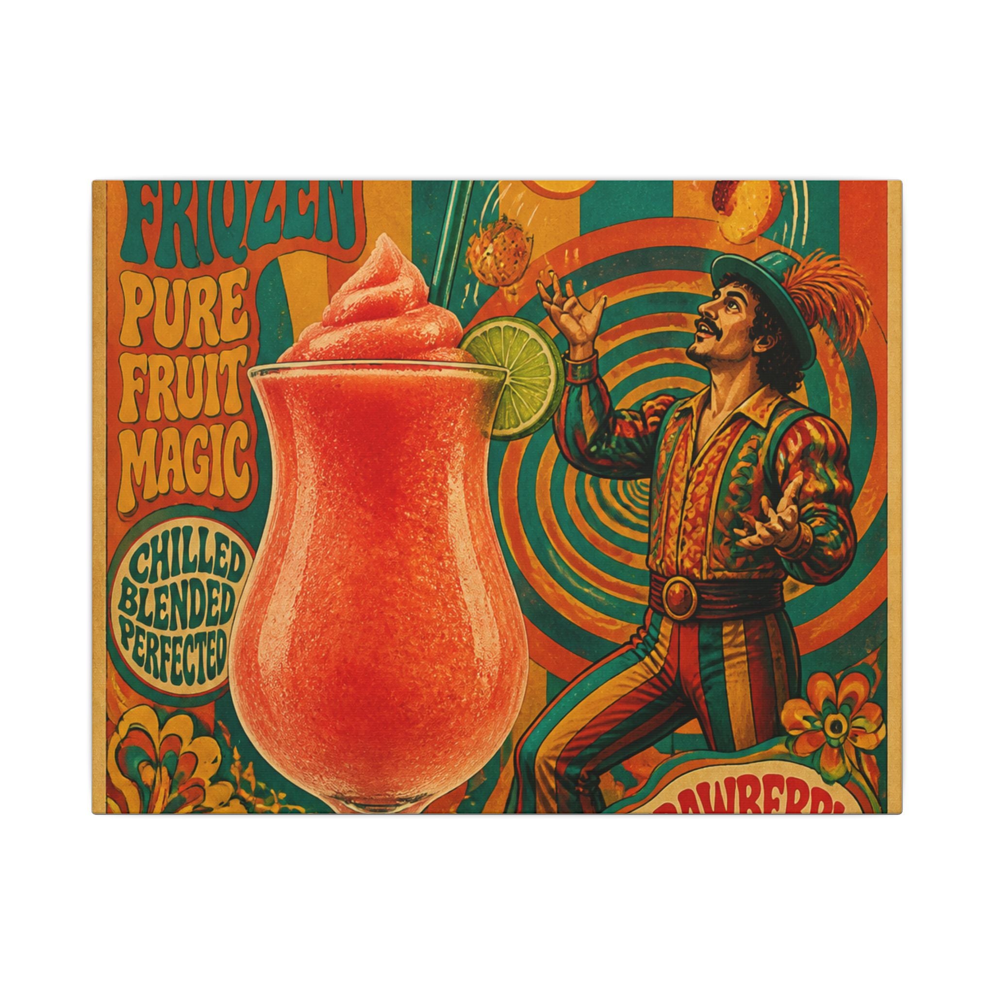 Daiquiri Fruit Juggler Wall Art Canvas 16×20 Psychedelic Cafe Decor Maximalist Print