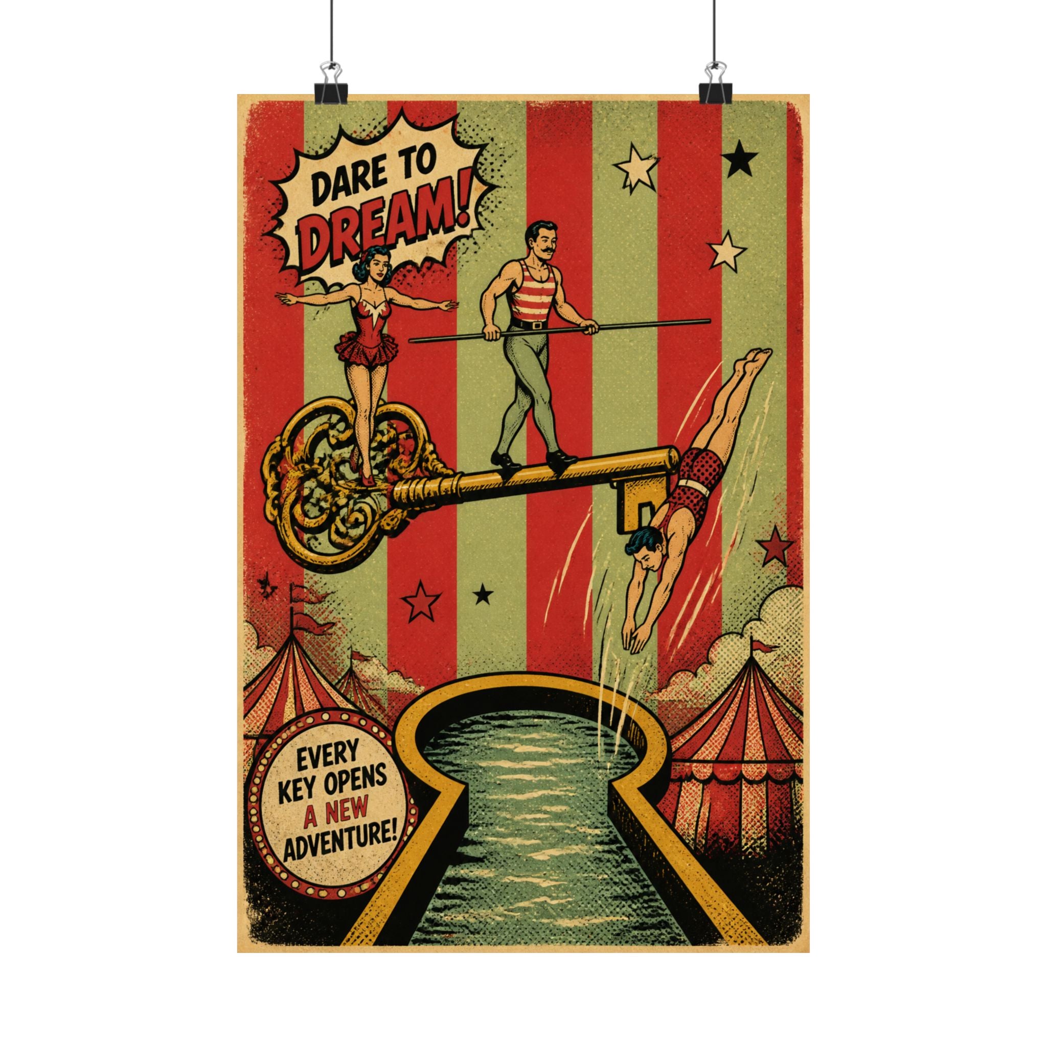 Giant Key Performance Wall Art Poster 18×24 Pop Art Living Room Decor Maximalist Print