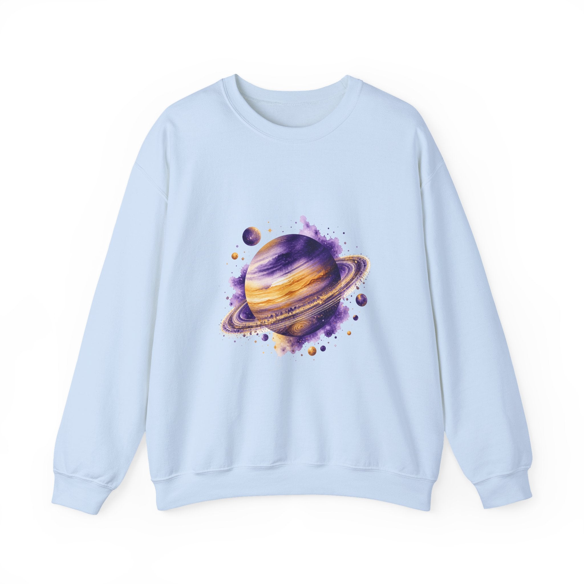 Matching Couple Sweatshirt - Astronaut & Planet Matching Couple Comfort Colors Crew Watercolor Art His Hers Birthday Gift - Design B