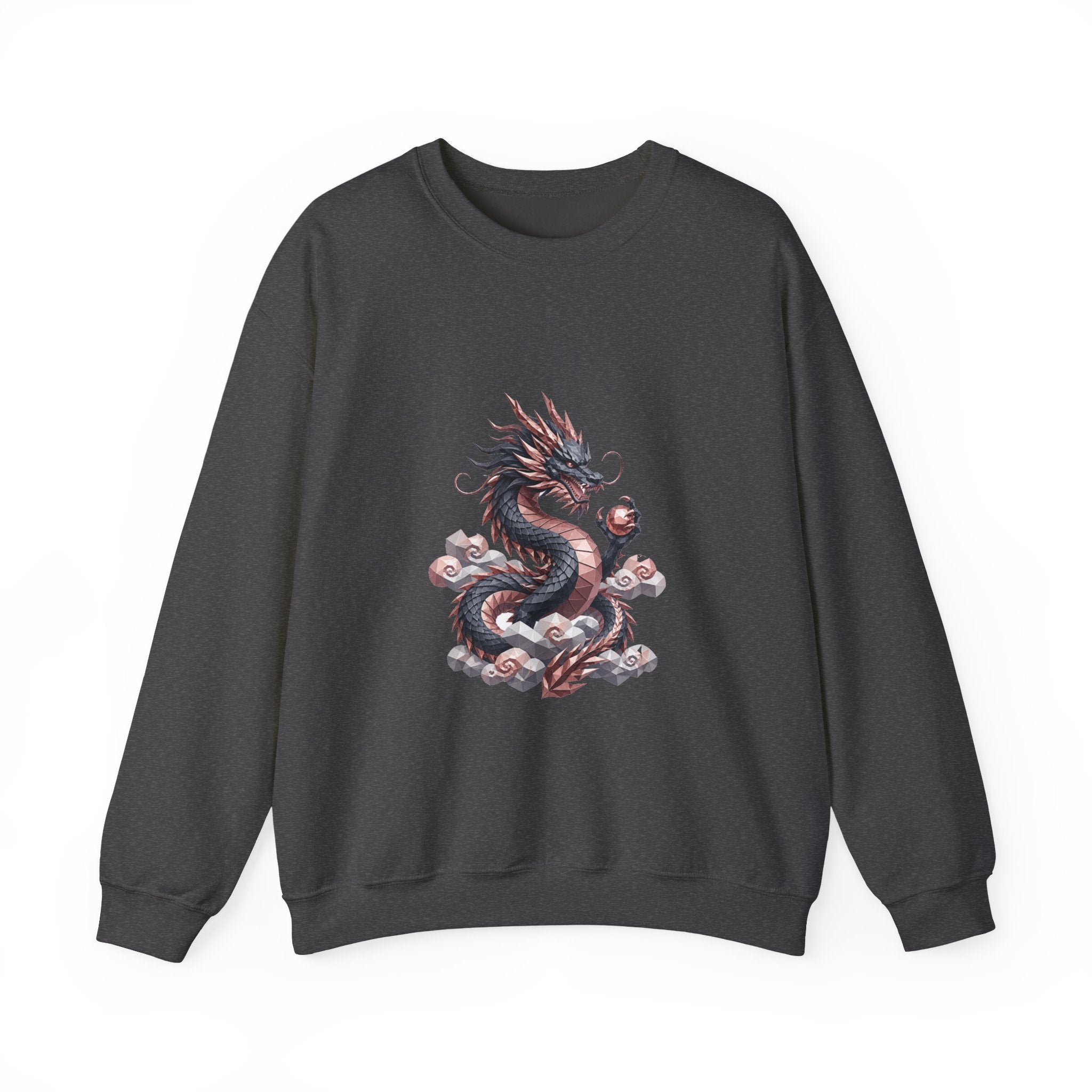 Matching Couple Sweatshirt - Dragon & Phoenix Matching Couple Crewneck Sweatshirt Geometric Art His Hers Couple Gift - Design A