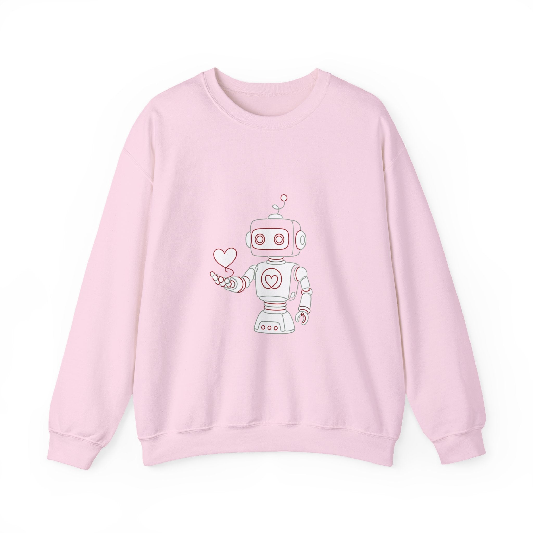 Matching Couple Sweatshirt - Robot & Heart Matching Couple Premium Fleece Sweatshirt Minimalist Art His Hers Christmas Gift - Design A