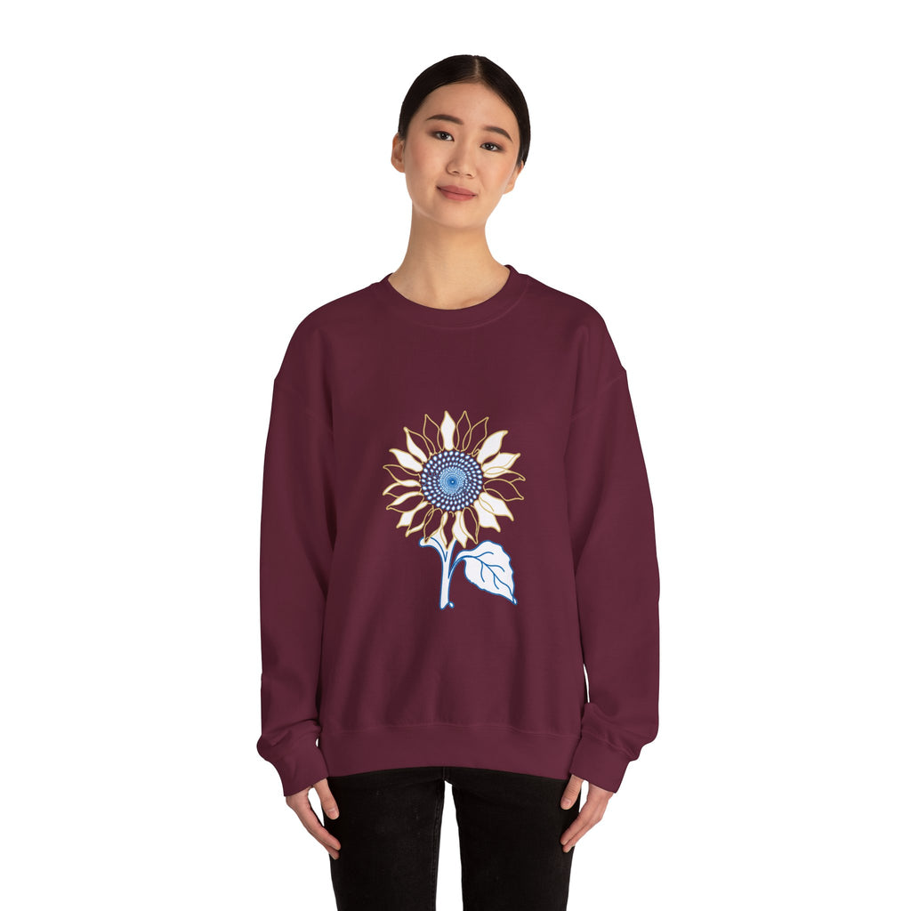 Matching Couple Sweatshirt - Sunflower & Moonflower Matching Couple Crewneck Sweatshirt Minimalist Art His Hers Valentine Gift - Design A
