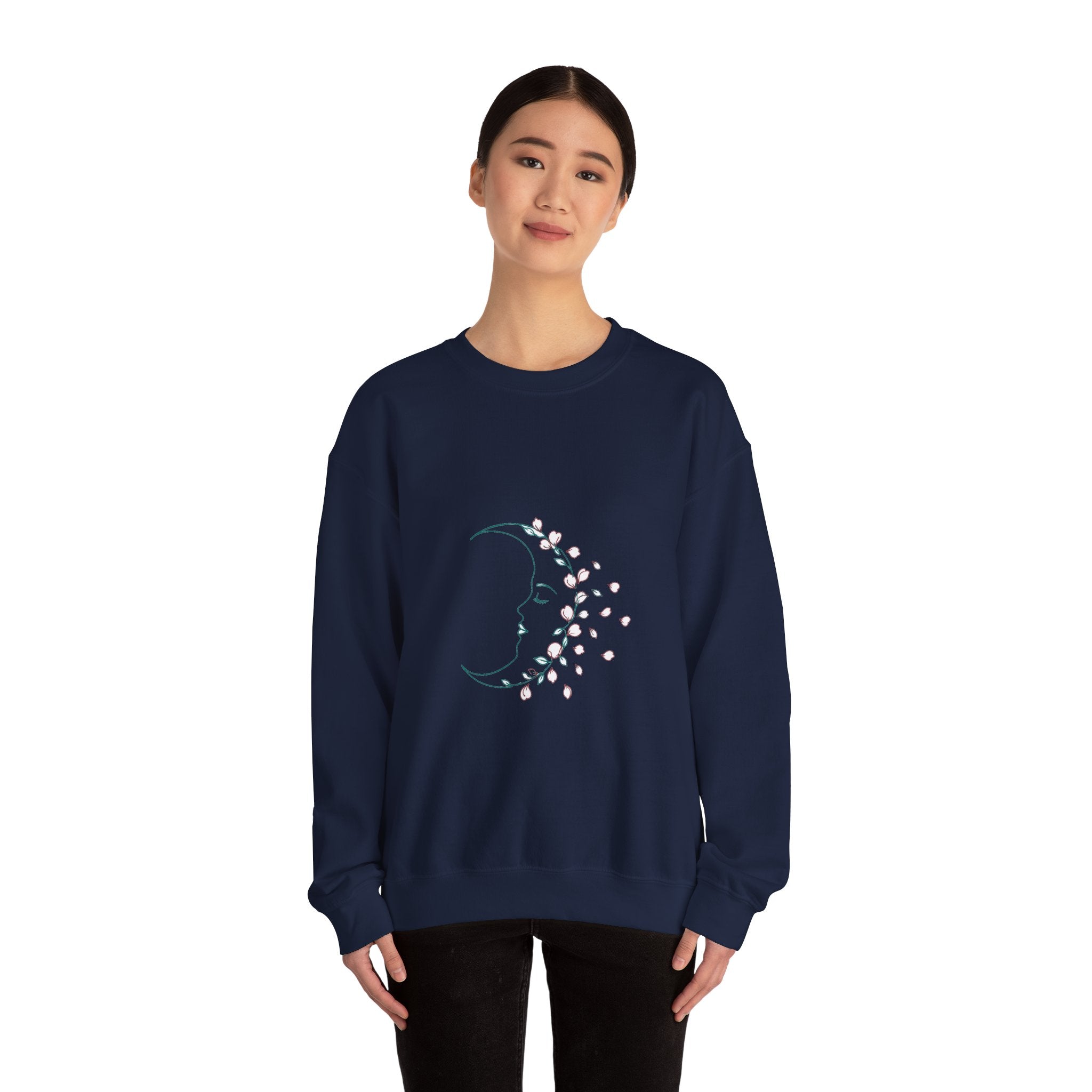 Matching Couple Sweatshirt - Waxing & Waning Moon Matching Couple Premium Fleece Sweatshirt Minimalist Art His Hers Christmas Gift - Design B