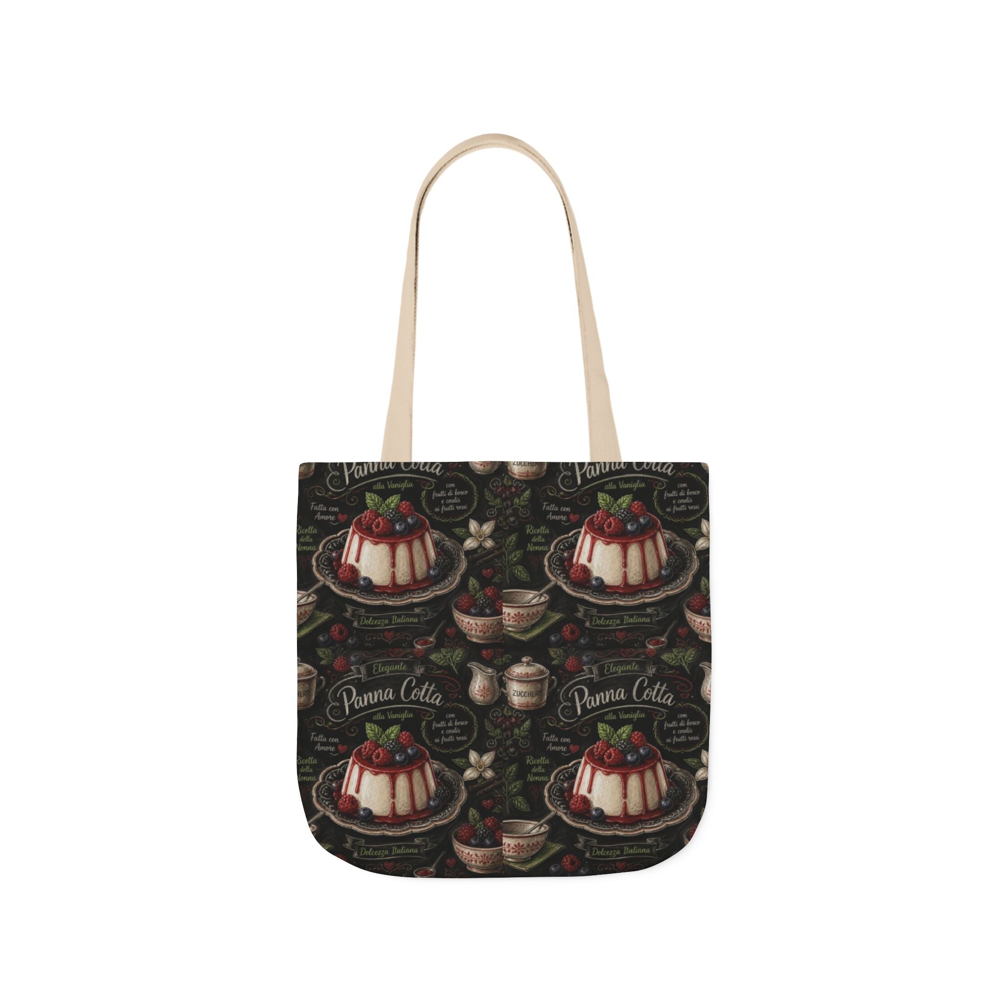 Panna Cotta Canvas Tote Bag Mediterranean Kitchen Chalk Art Design Italian Cottagecore Gift