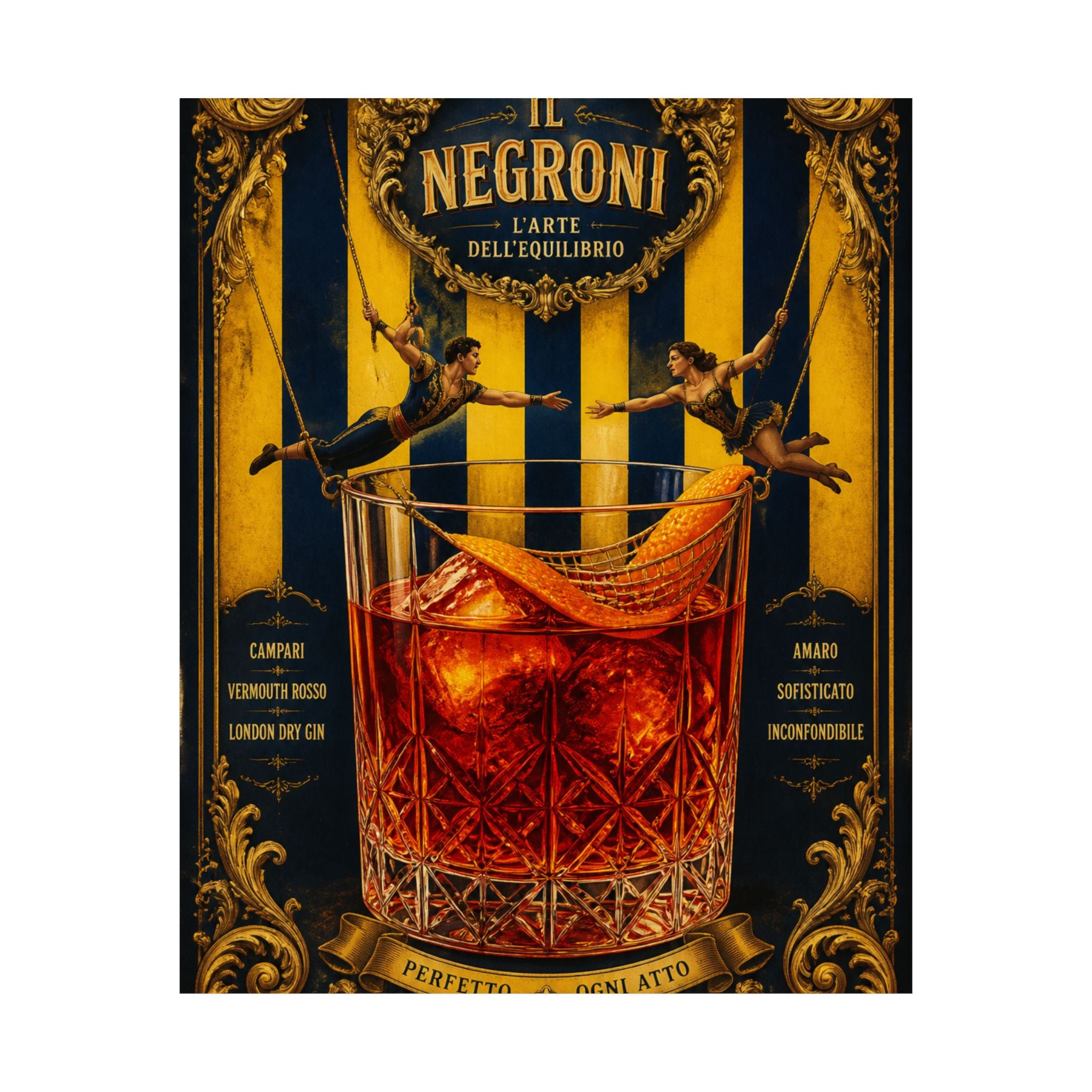 Negroni Trapeze Act Wall Art Poster 18×24 Baroque Home Office Decor Maximalist Print
