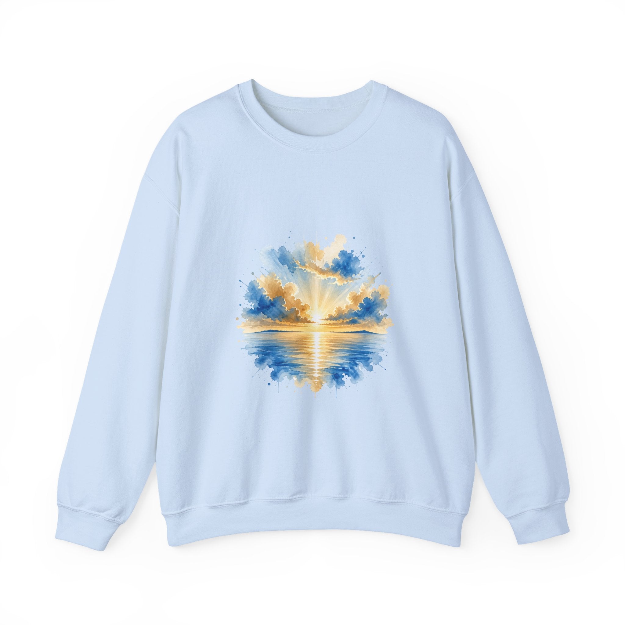 Matching Couple Sweatshirt - Sunrise & Sunset Matching Couple Crewneck Sweatshirt Watercolor Art His Hers Engagement Gift - Design A