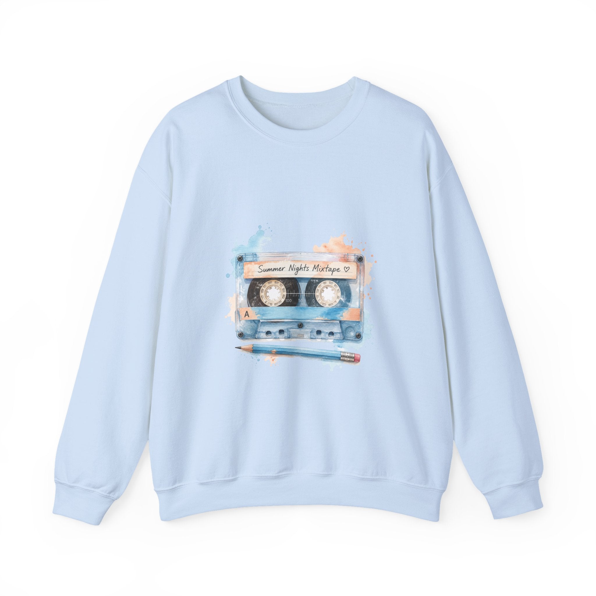 Matching Couple Sweatshirt - Vinyl & Cassette Matching Couple Comfort Colors Crew Watercolor Art His Hers Birthday Gift - Design B