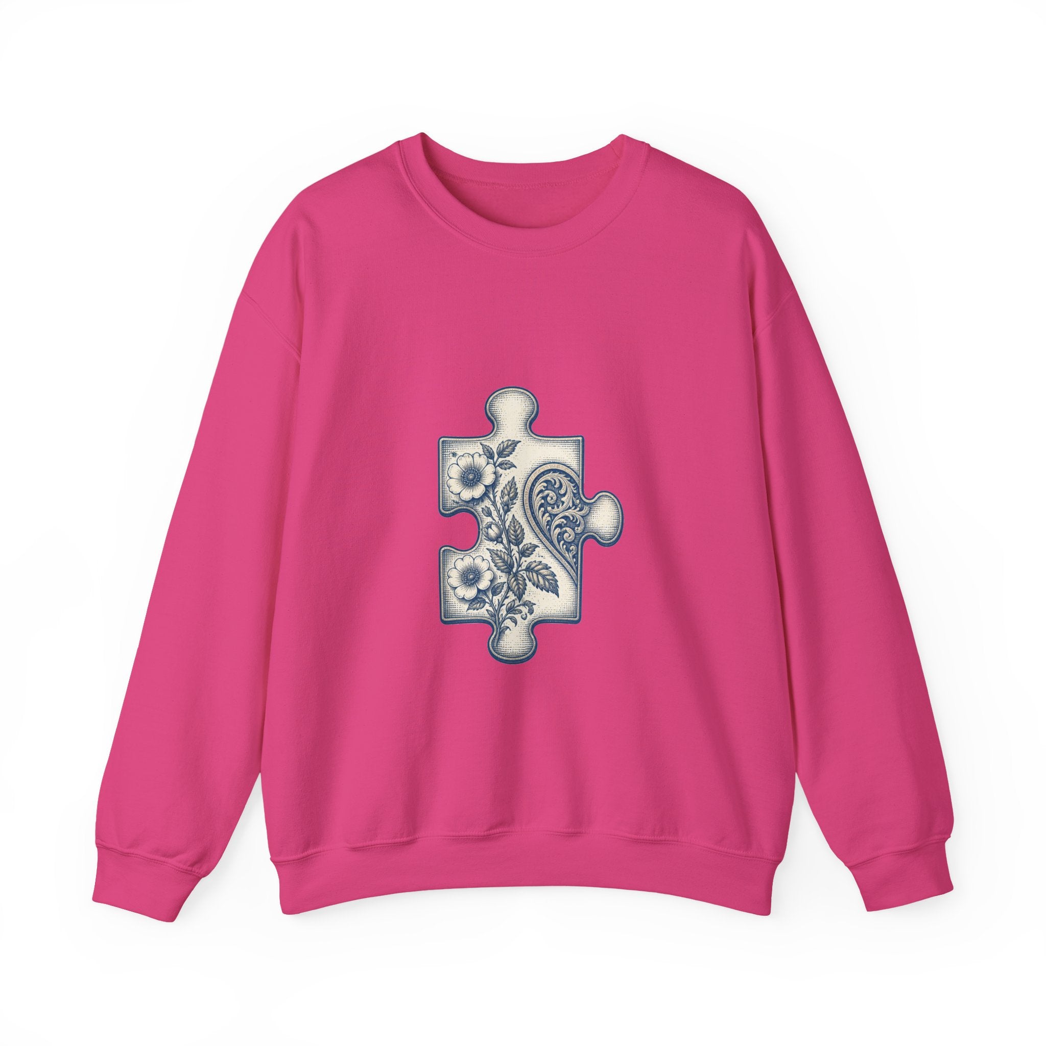 Matching Couple Sweatshirt - Puzzle Pieces Matching Couple Comfort Colors Crew Vintage Art His Hers Honeymoon Gift - Design A