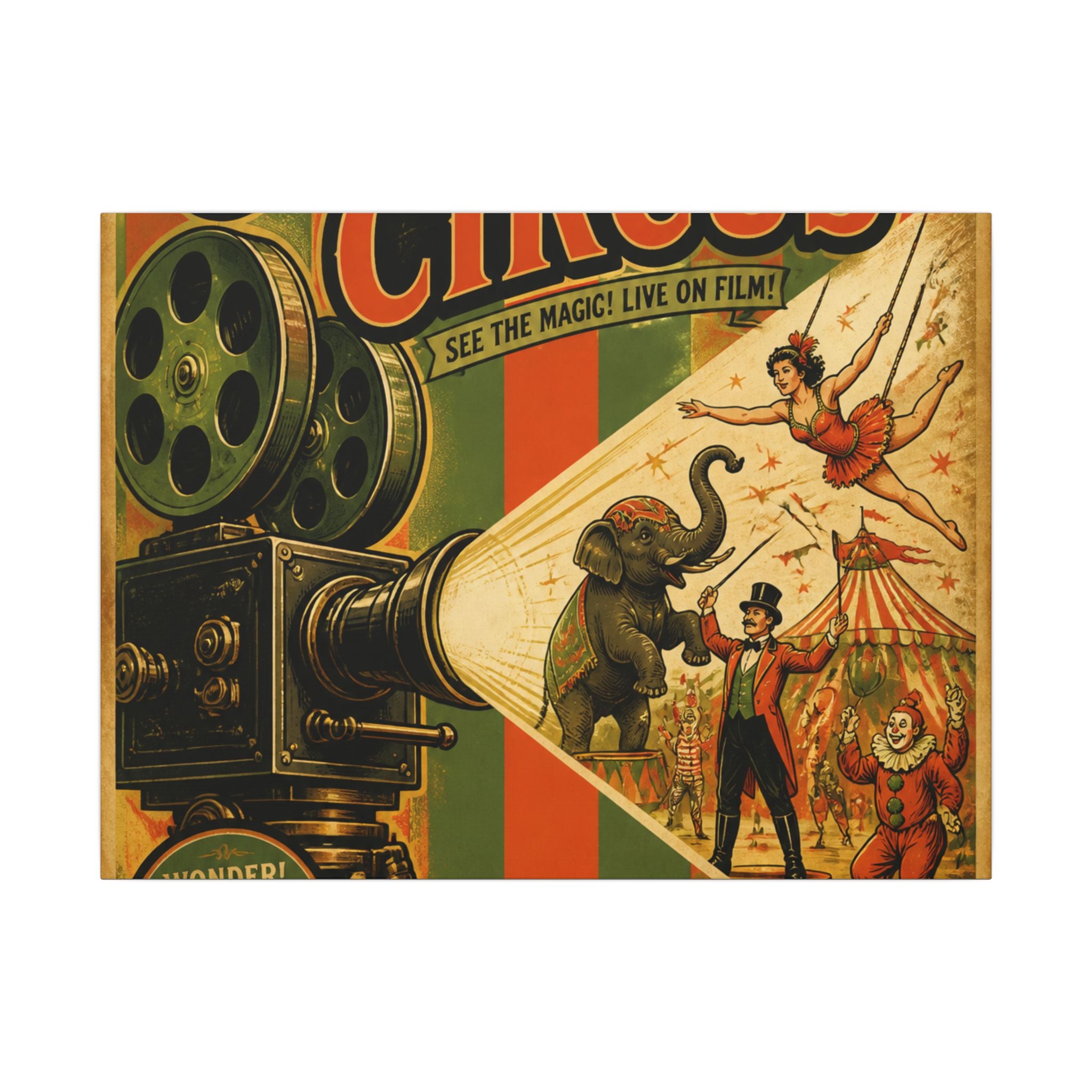 Film Camera Projector Show Wall Art Canvas 16×20 Vintage Circus Kitchen Decor Maximalist Print
