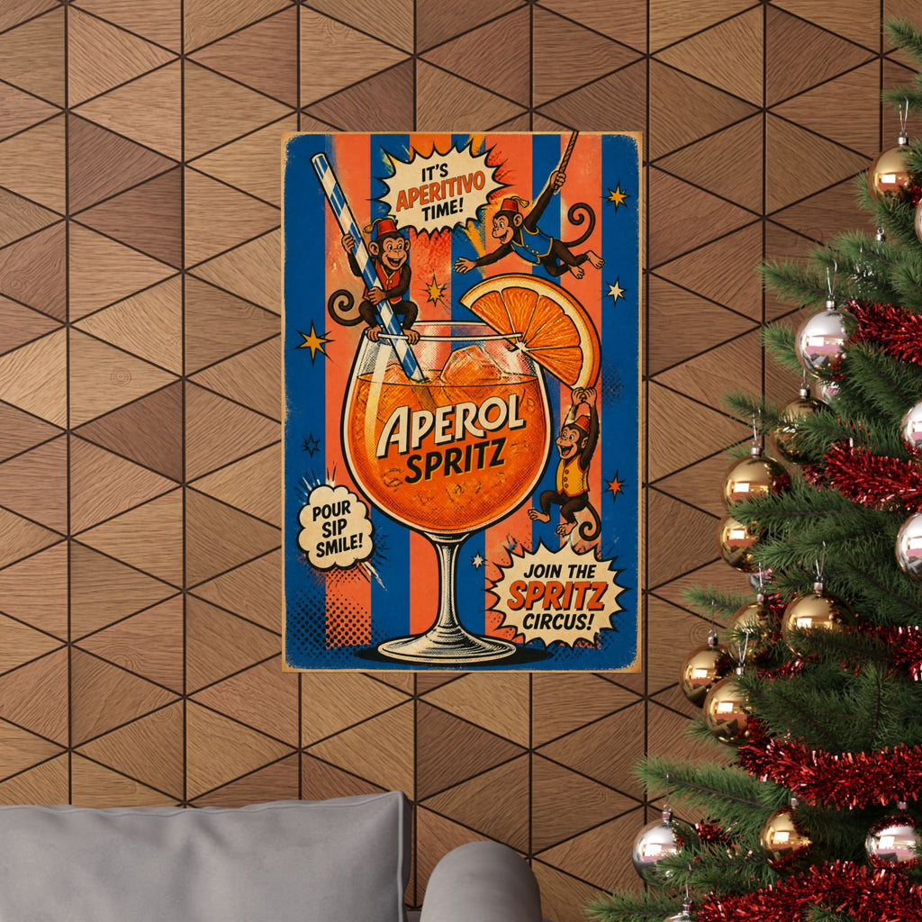 Aperol Spritz Monkeys Wall Art Poster 18×24 Pop Art Living Room Decor Maximalist Print