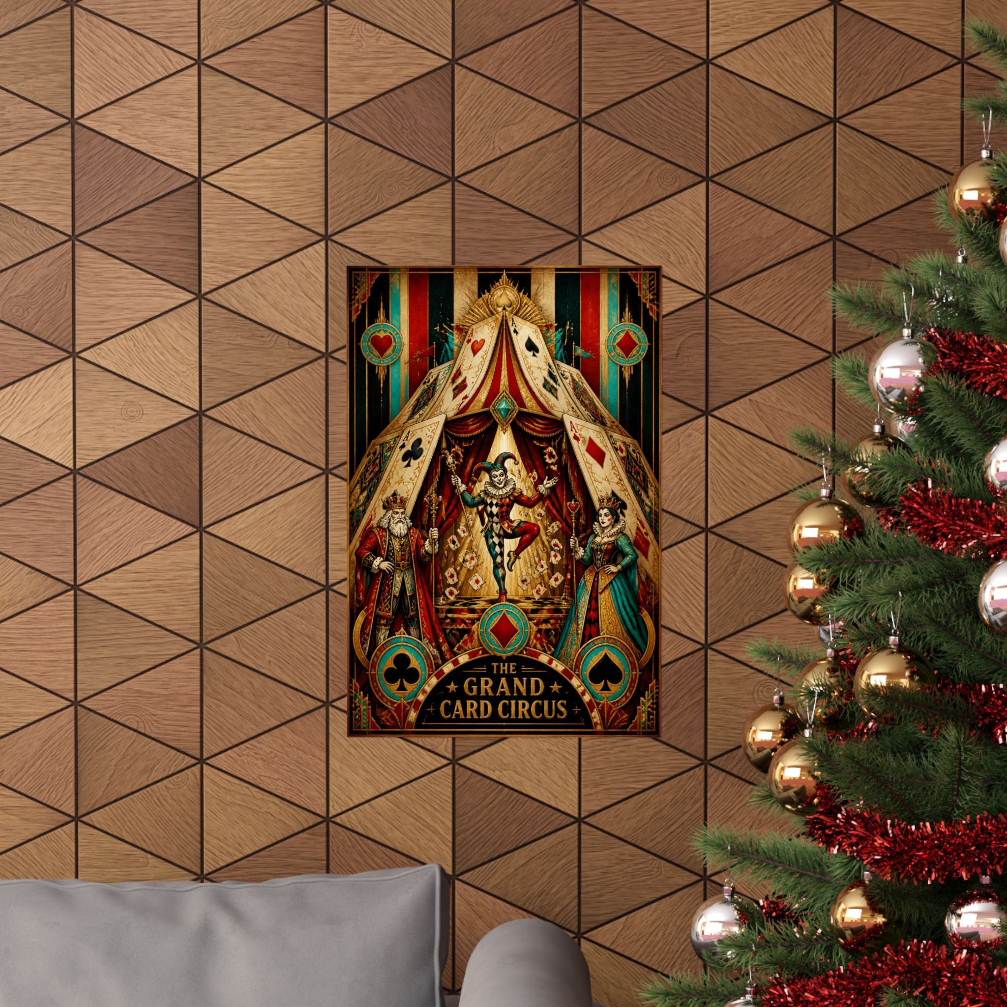 Playing Cards Tent Wall Art Poster 18×24 Art Deco Entryway Decor Maximalist Print