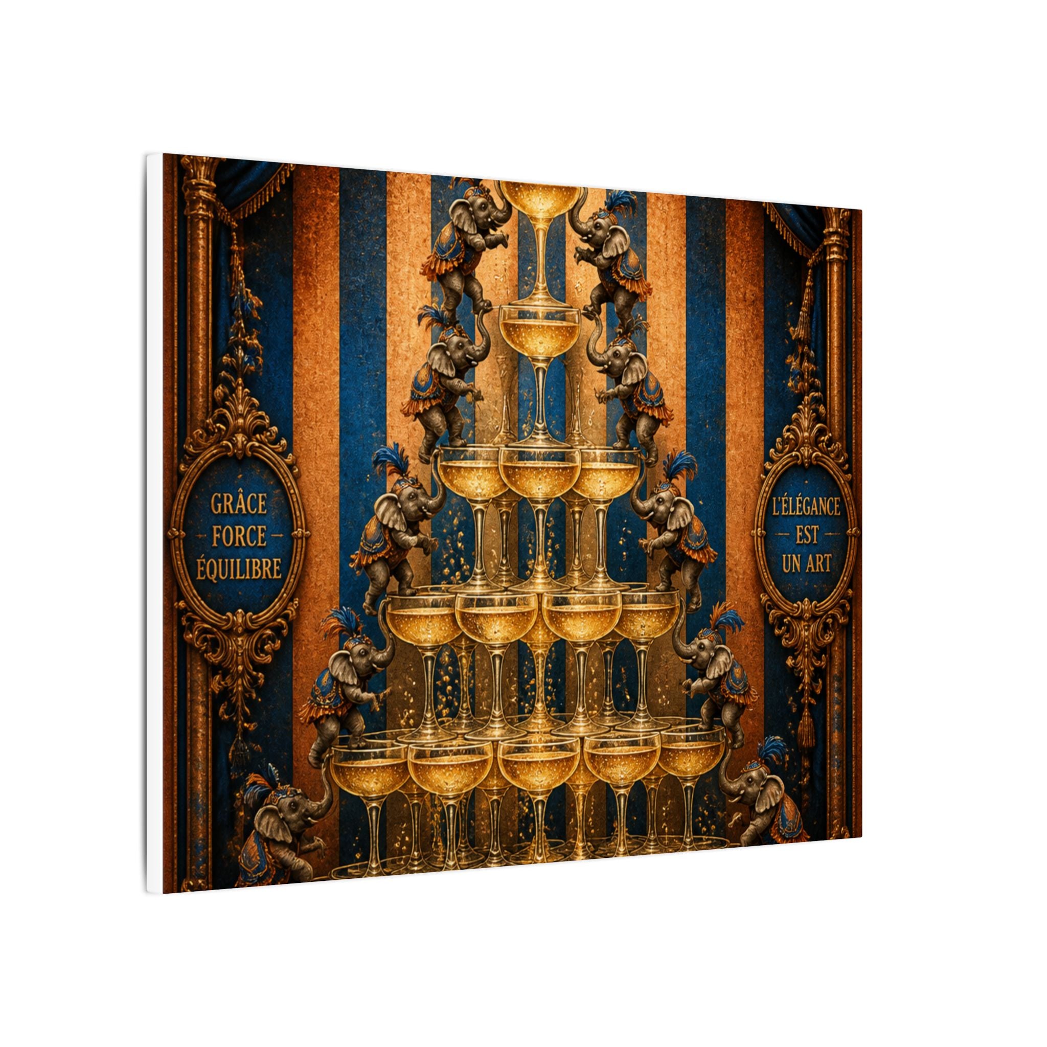 Champagne Tower Elephants Wall Art Canvas 24×36 Baroque Studio Decor Maximalist Print
