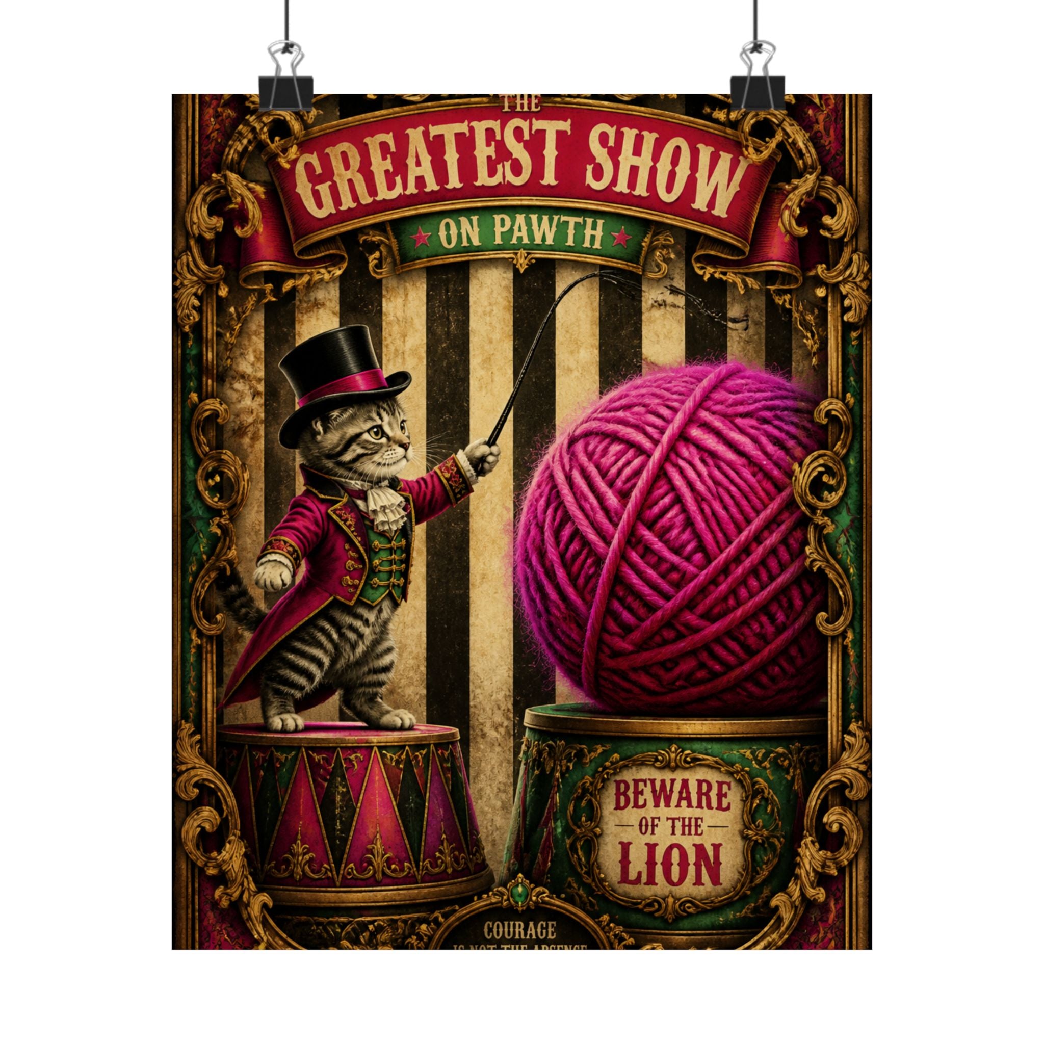 Cat Lion Tamer Wall Art Poster 24×36 Baroque Studio Decor Maximalist Print