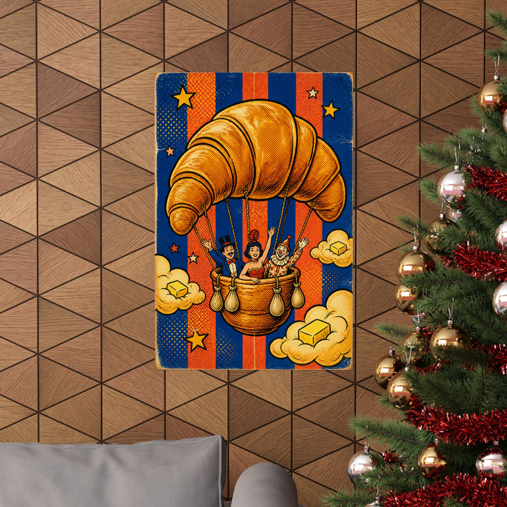 Croissant Hot Air Balloon Wall Art Poster 24×36 Pop Art Restaurant Decor Maximalist Print