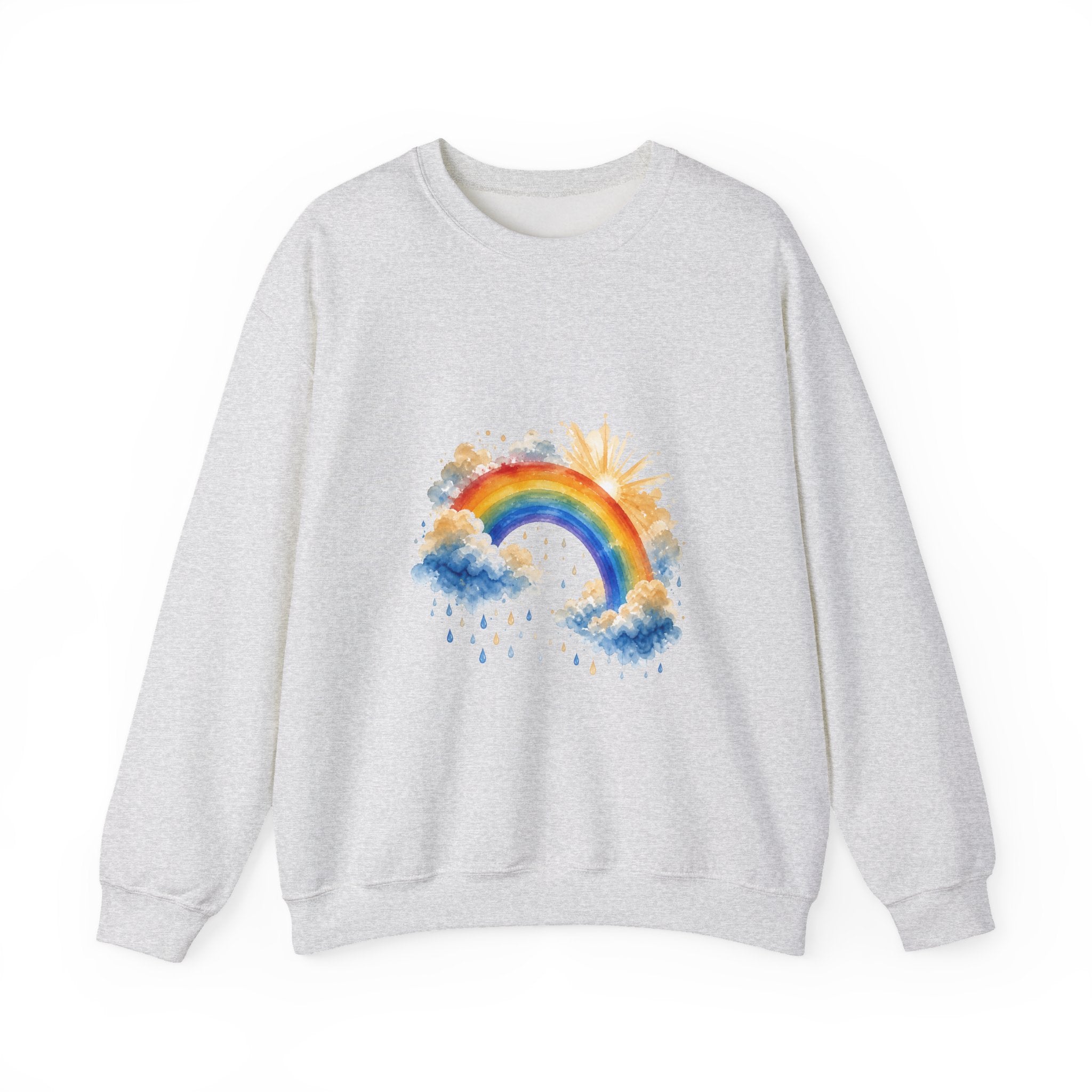 Matching Couple Sweatshirt - Storm & Rainbow Matching Couple Comfort Colors Crew Watercolor Art His Hers Birthday Gift - Design B