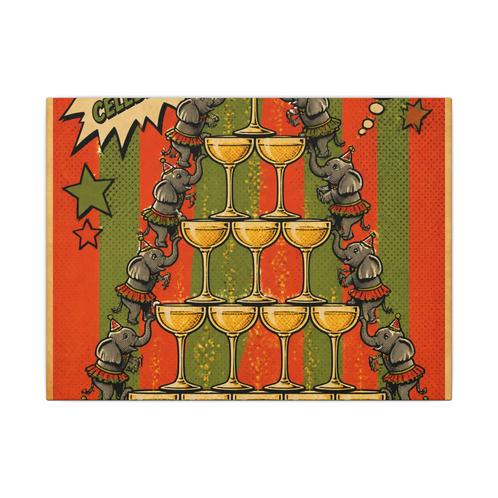Champagne Tower Elephants Wall Art Canvas 16×20 Pop Art Living Room Decor Maximalist Print