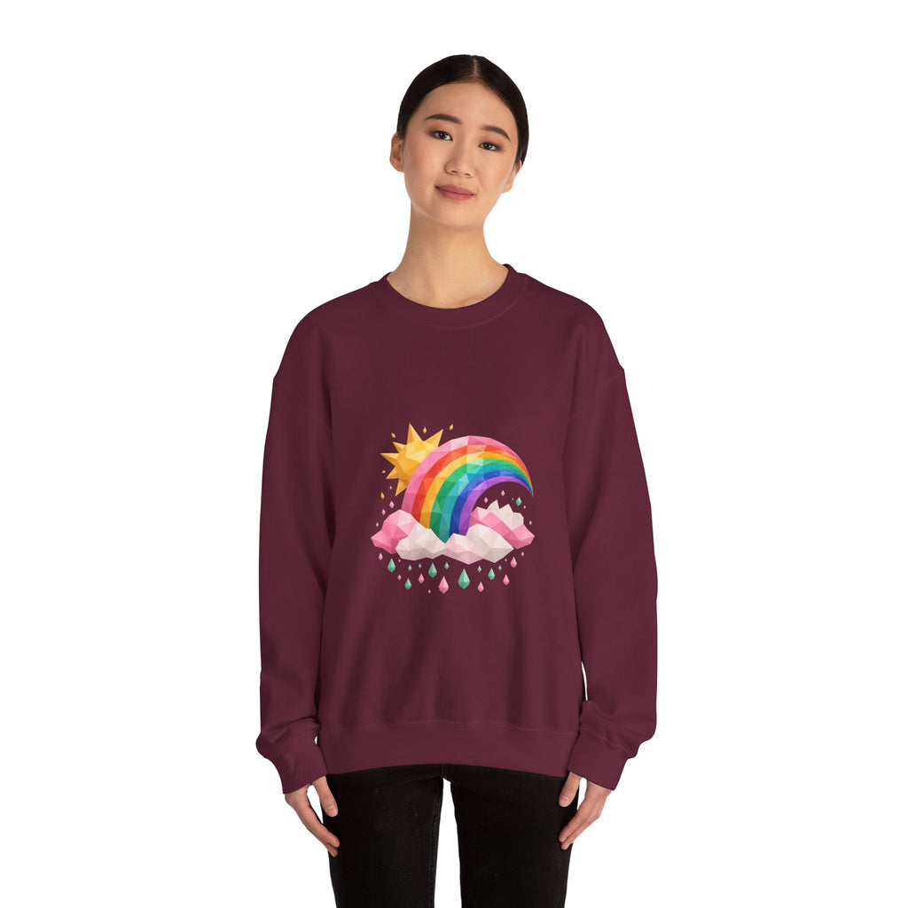 Matching Couple Sweatshirt - Storm & Rainbow Matching Couple Comfort Colors Crew Geometric Art His Hers Love Gift - Design B