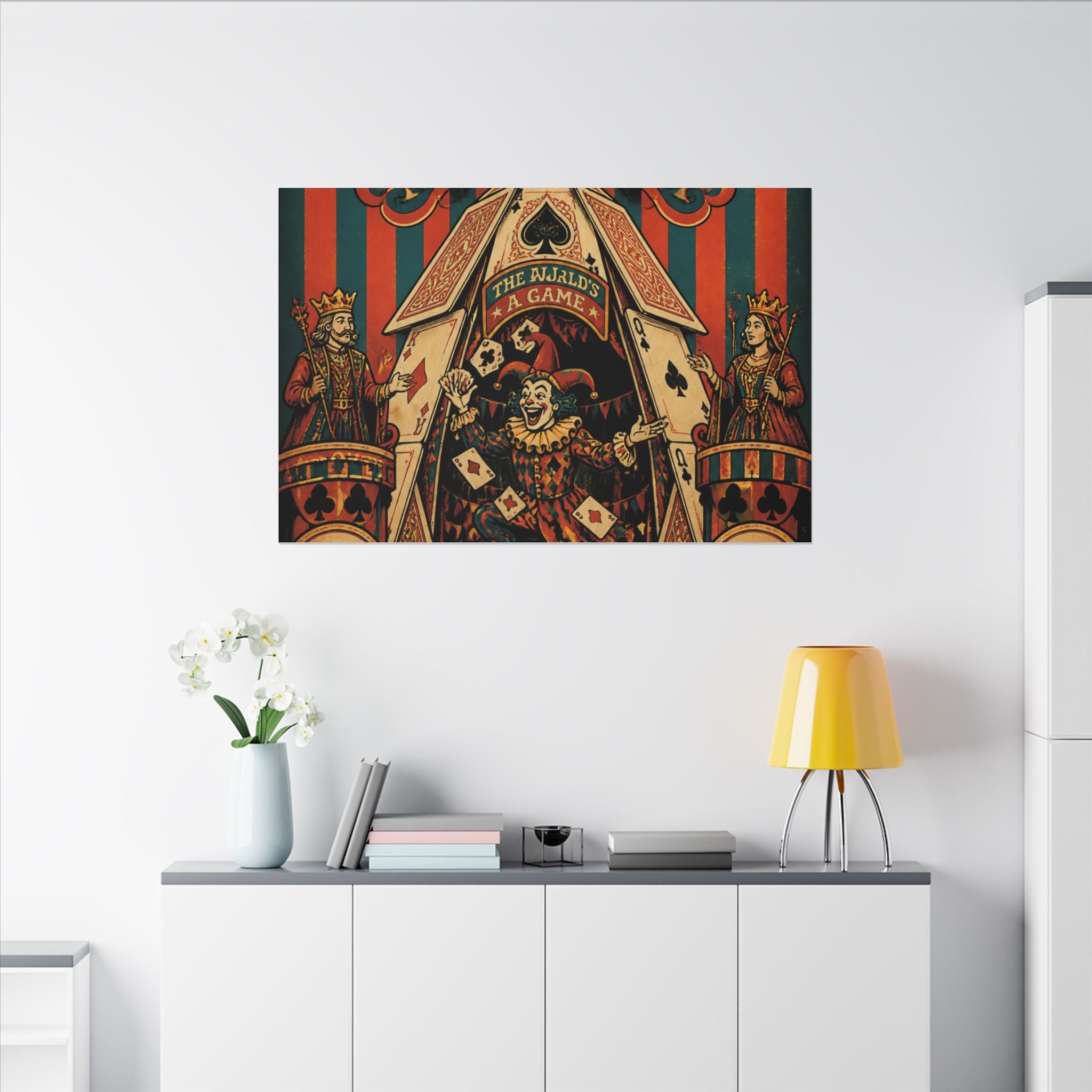 Playing Cards Tent Wall Art Canvas 24×36 Psychedelic Dining Room Decor Maximalist Print