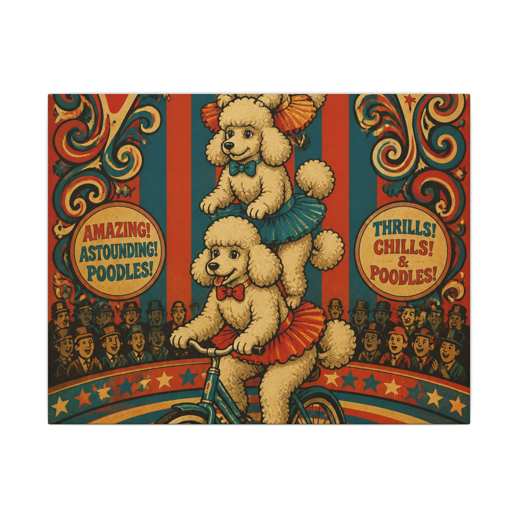 Poodle Stack Bicycle Wall Art Canvas 16×20 Psychedelic Cafe Decor Maximalist Print