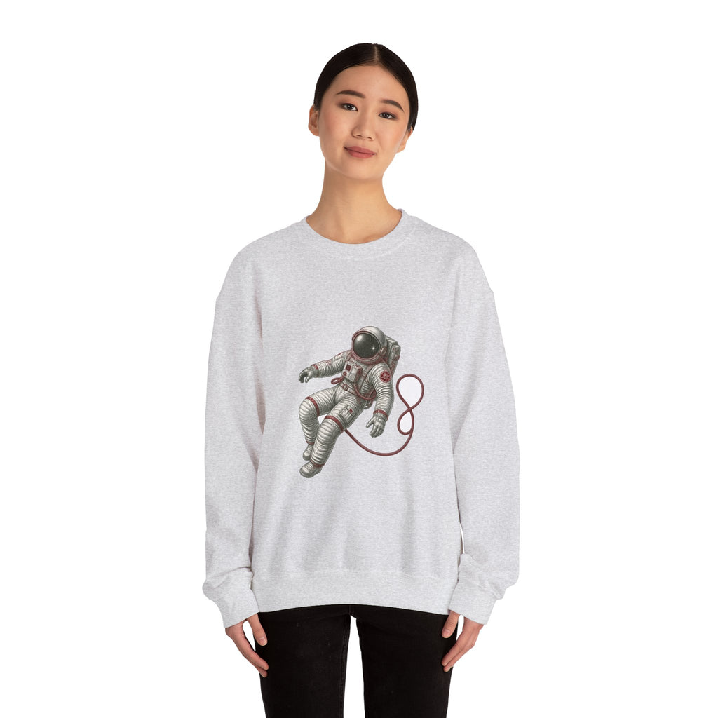 Matching Couple Sweatshirt - Astronaut & Planet Matching Couple Crewneck Sweatshirt Vintage Art His Hers Wedding Gift - Design A