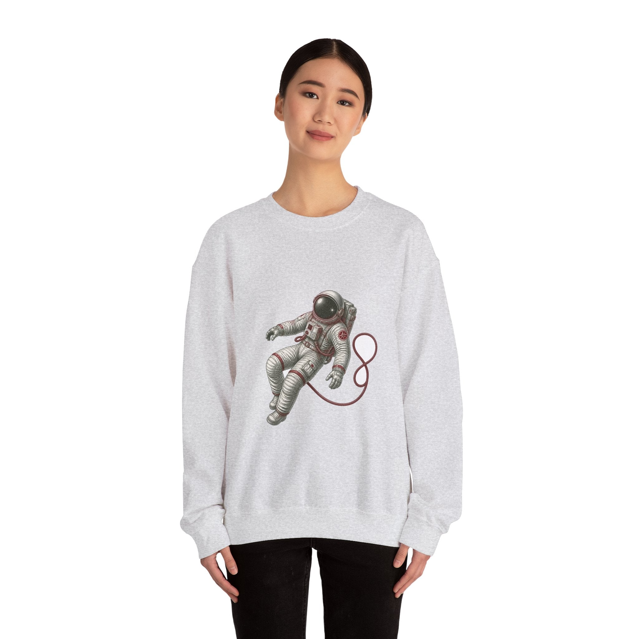 Matching Couple Sweatshirt - Astronaut & Planet Matching Couple Crewneck Sweatshirt Vintage Art His Hers Wedding Gift - Design A