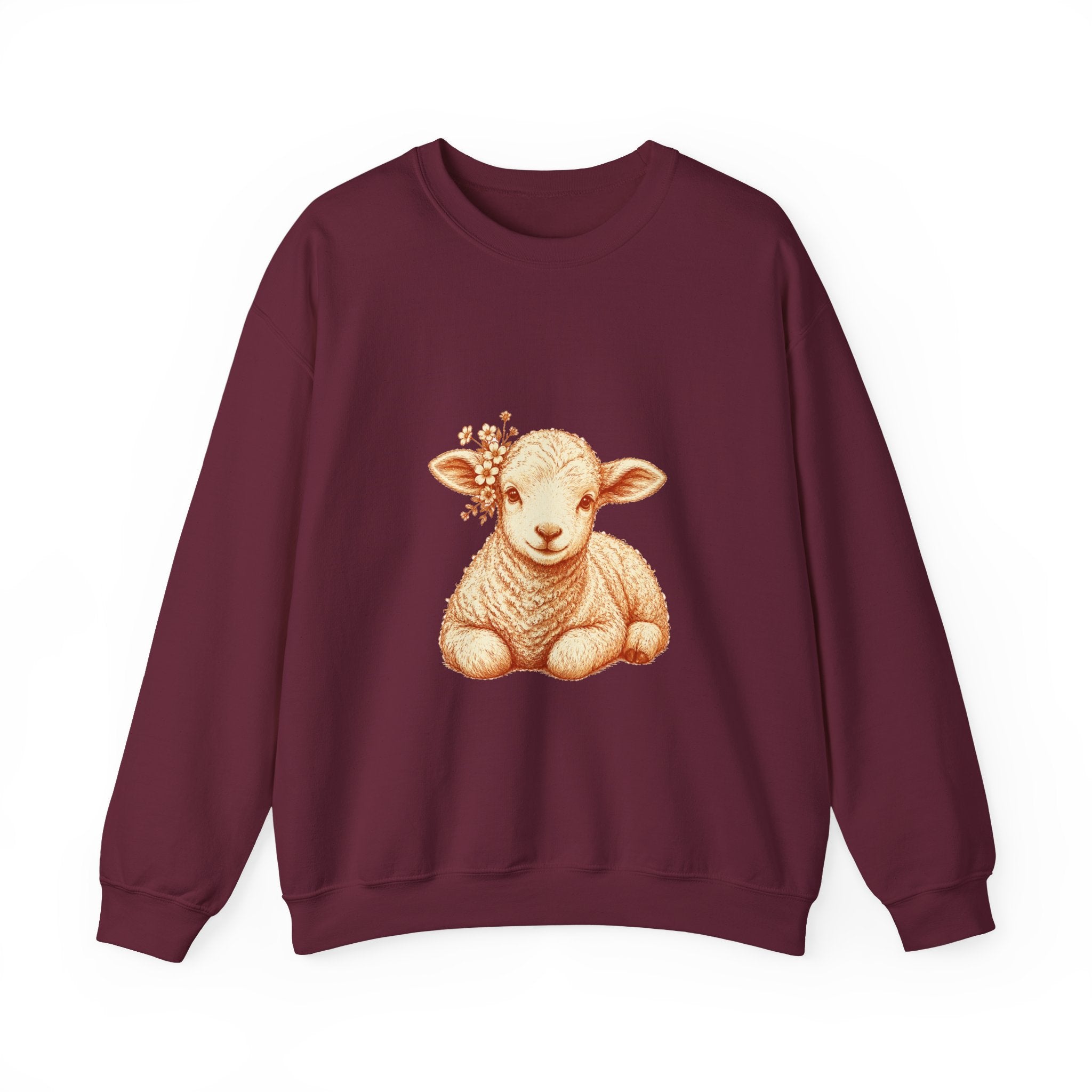 Matching Couple Sweatshirt - Lion & Lamb Matching Couple Comfort Colors Crew Hand-Drawn Art His Hers Anniversary Gift - Design B