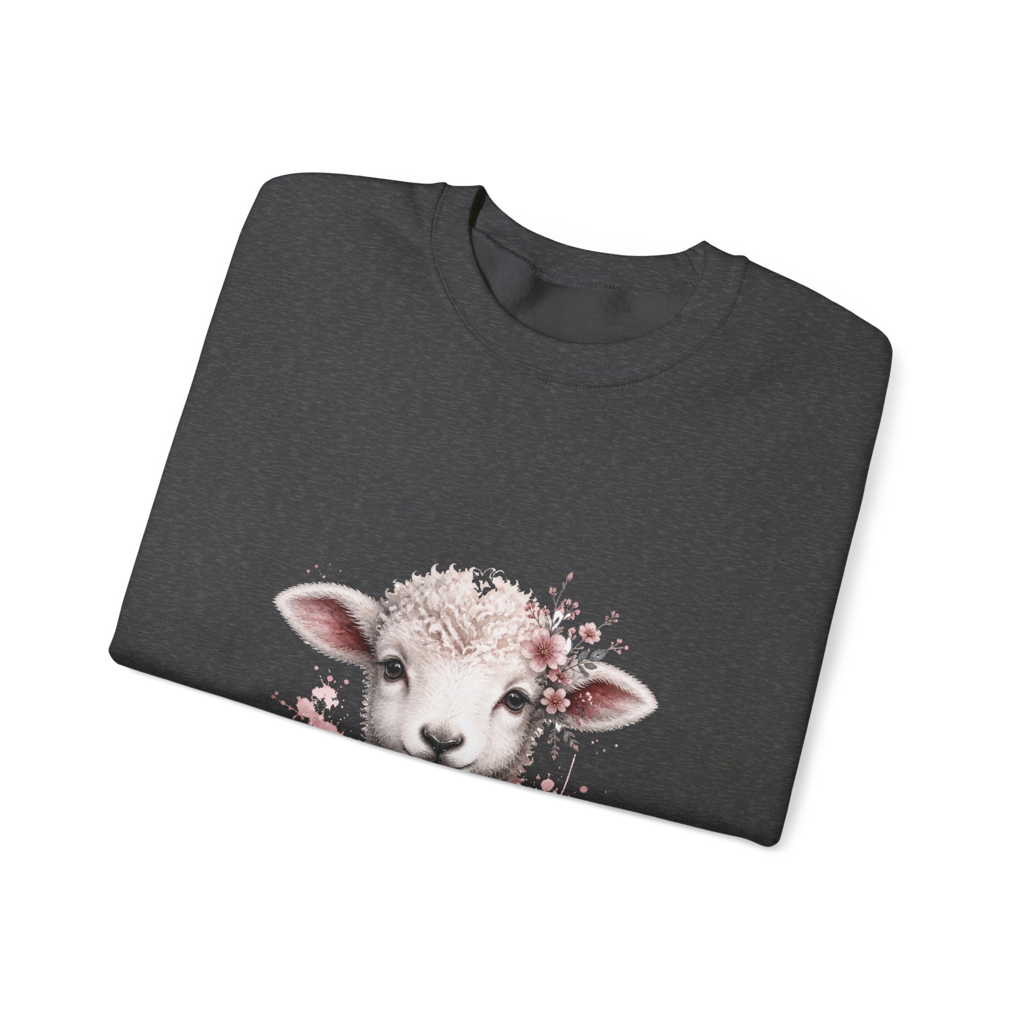 Matching Couple Sweatshirt - Lion & Lamb Matching Couple Crewneck Sweatshirt Watercolor Art His Hers Engagement Gift - Design B