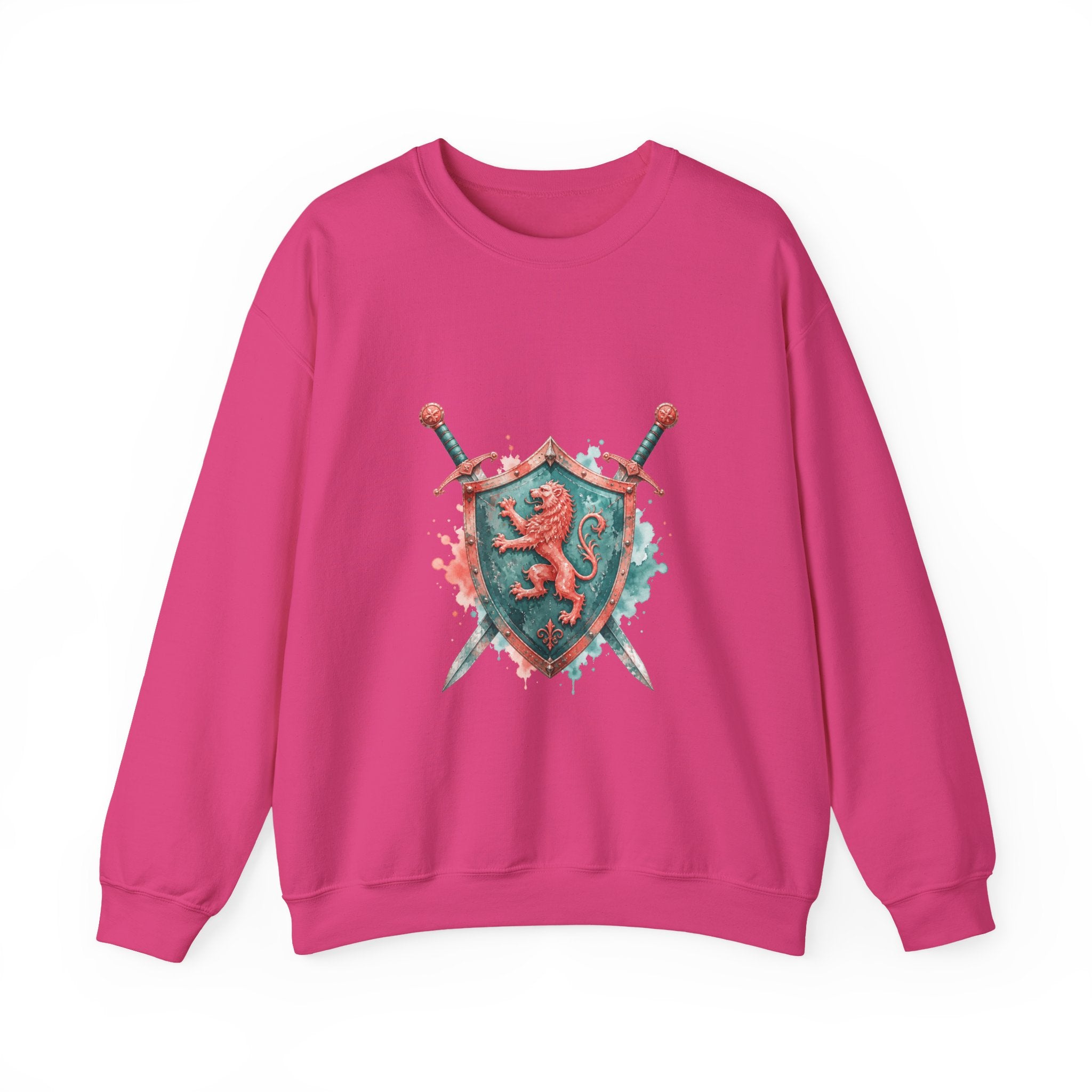 Matching Couple Sweatshirt - Crown & Shield Matching Couple Comfort Colors Crew Watercolor Art His Hers Birthday Gift - Design B