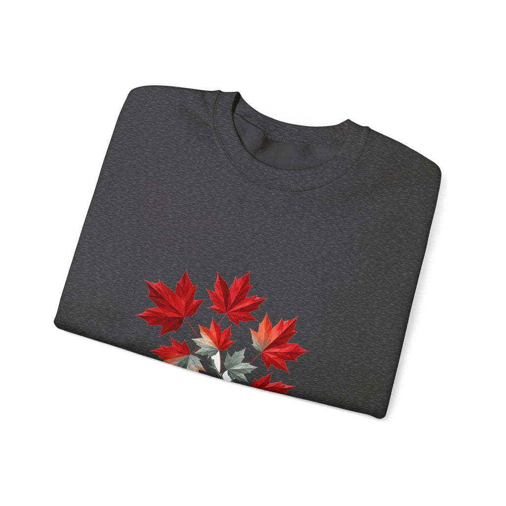 Matching Couple Sweatshirt - Cherry Blossom & Maple Leaf Matching Couple Crewneck Sweatshirt Geometric Art His Hers Couple Gift - Design B