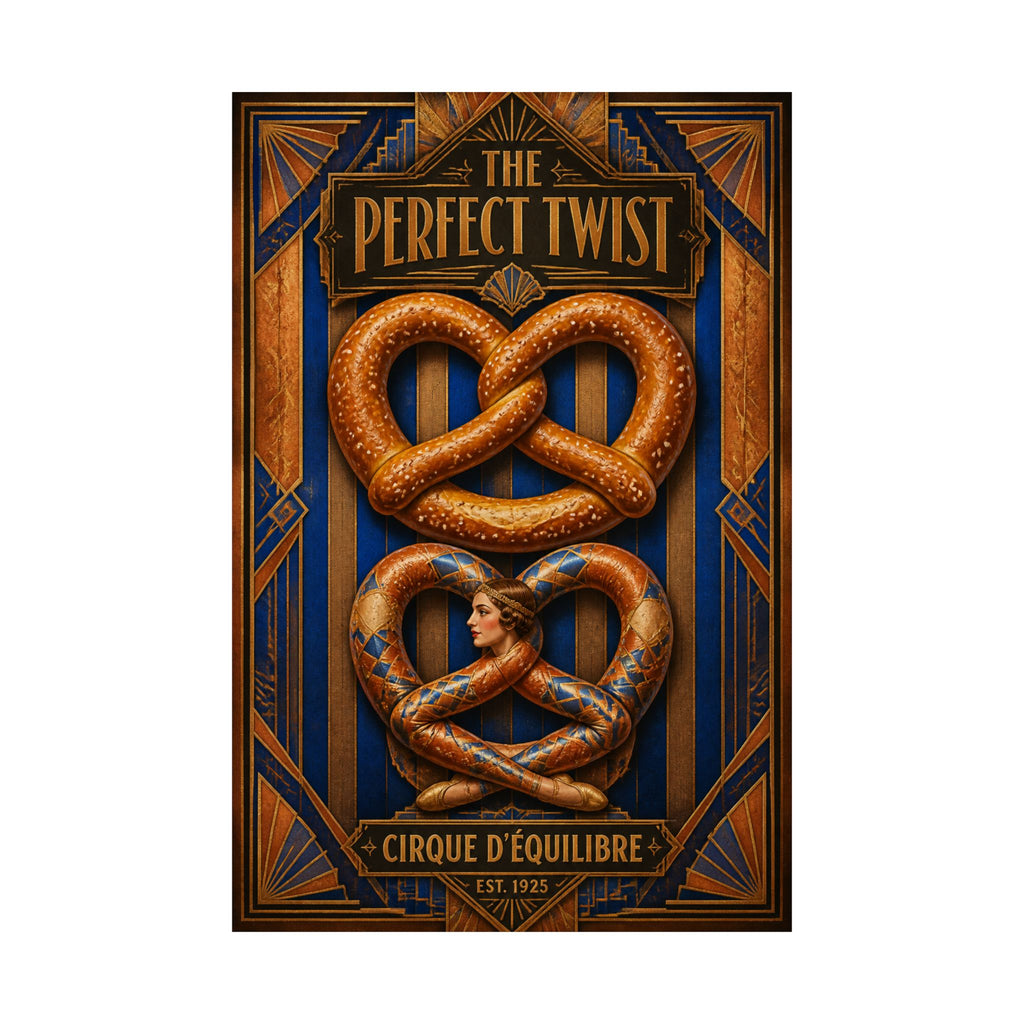 Pretzel Contortionist Wall Art Poster 18×24 Art Deco Entryway Decor Maximalist Print