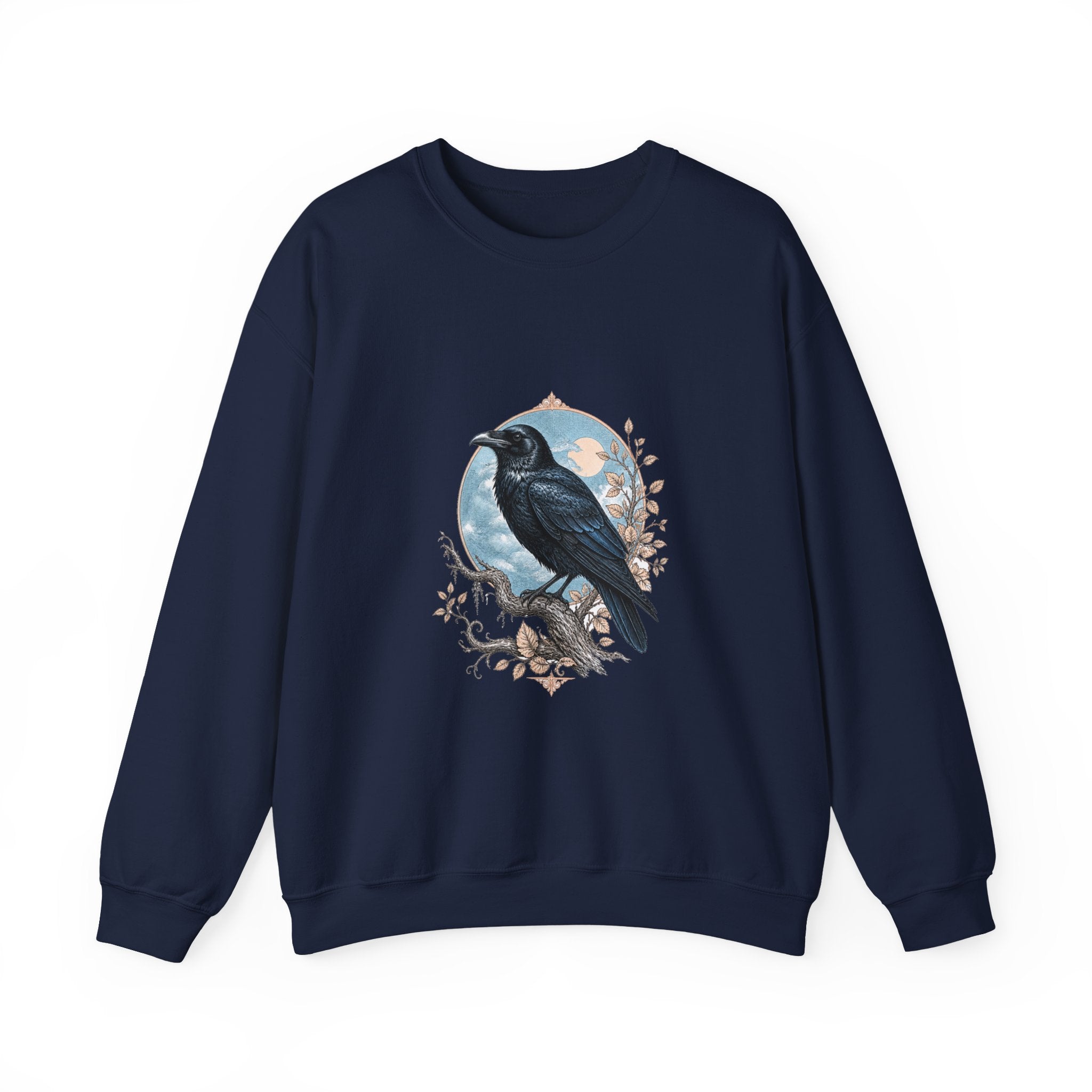 Matching Couple Sweatshirt - Raven & Swan Matching Couple Crewneck Sweatshirt Vintage Art His Hers Wedding Gift - Design A