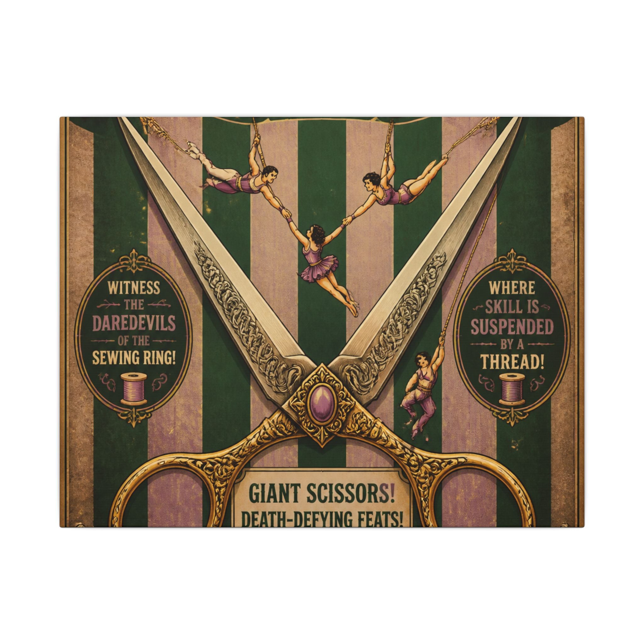 Giant Scissors Trapeze Wall Art Canvas 24×36 Vintage Circus Bedroom Decor Maximalist Print
