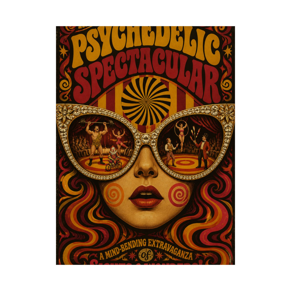 Sunglasses Circus Ring Wall Art Poster 18×24 Psychedelic Cafe Decor Maximalist Print