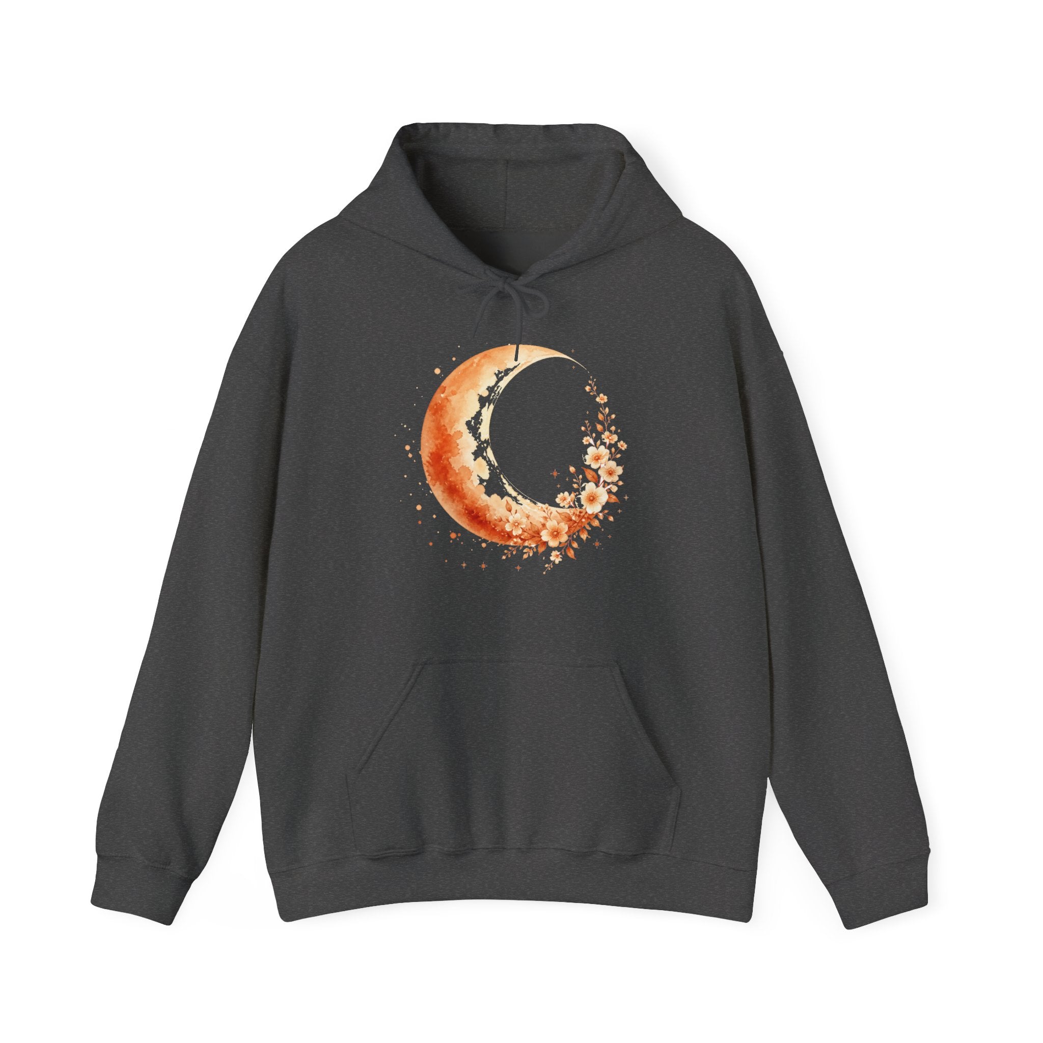 Matching Couple Sweatshirt - Waxing & Waning Moon Matching Couple Hooded Sweatshirt Watercolor Art His Hers Engagement Gift - Design A