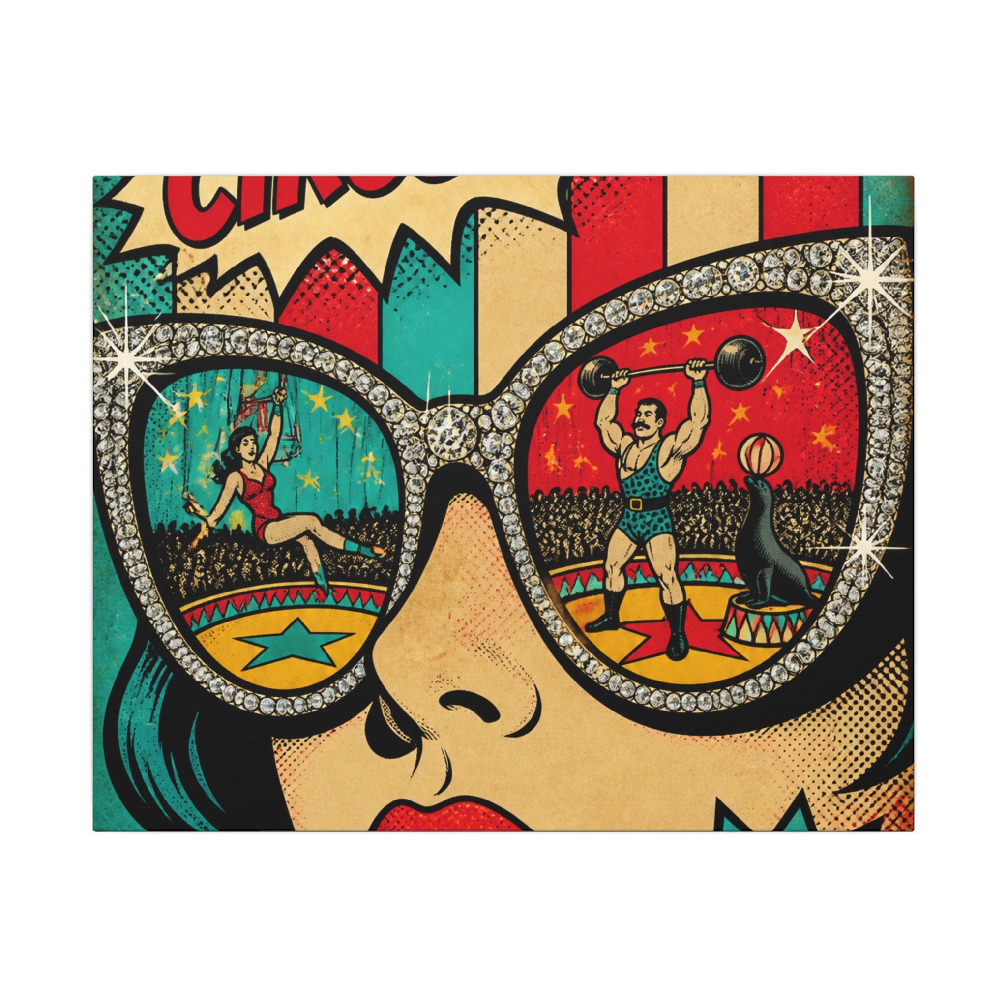Sunglasses Circus Ring Wall Art Canvas 24×36 Pop Art Restaurant Decor Maximalist Print