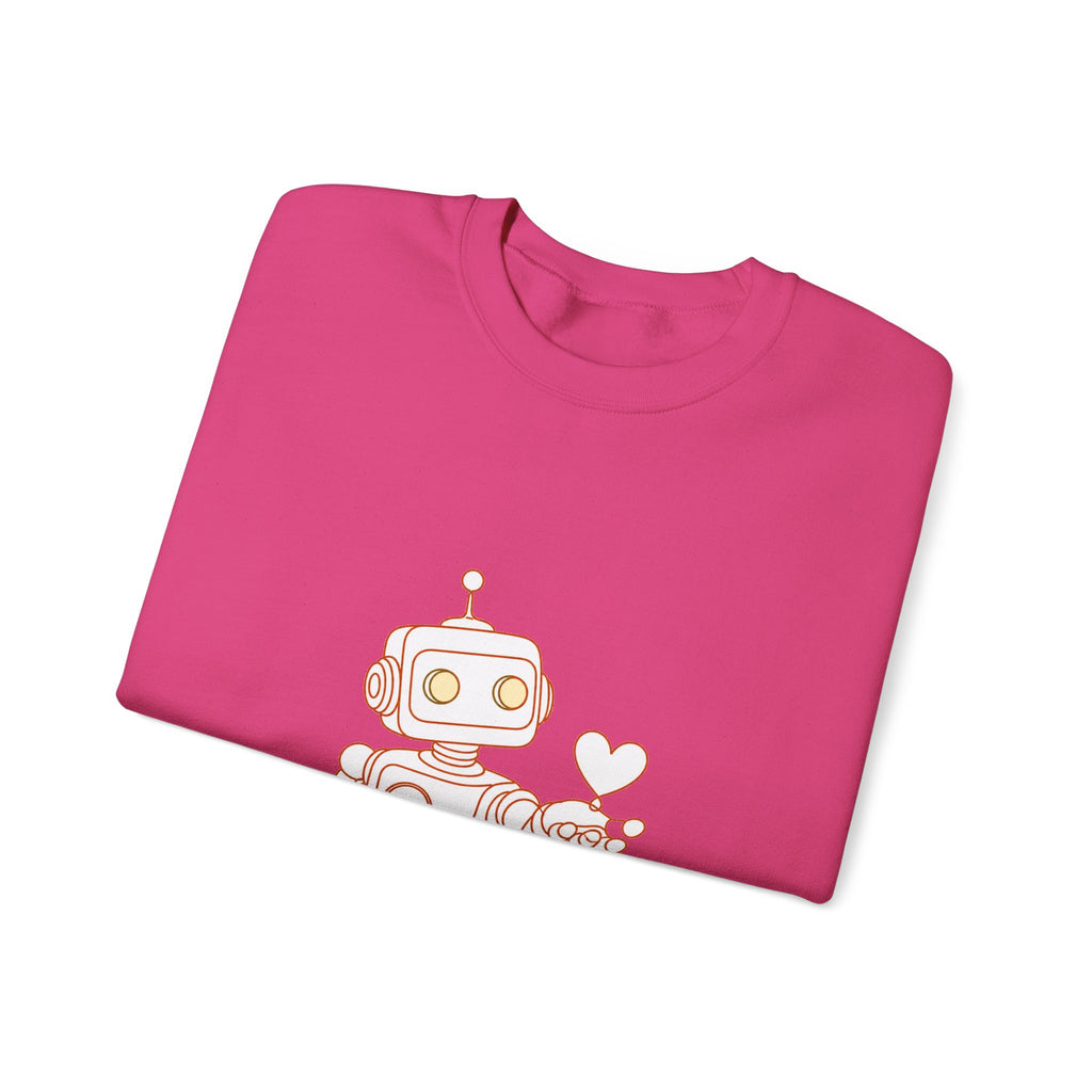 Matching Couple Sweatshirt - Robot & Heart Matching Couple Crewneck Sweatshirt Minimalist Art His Hers Valentine Gift - Design A