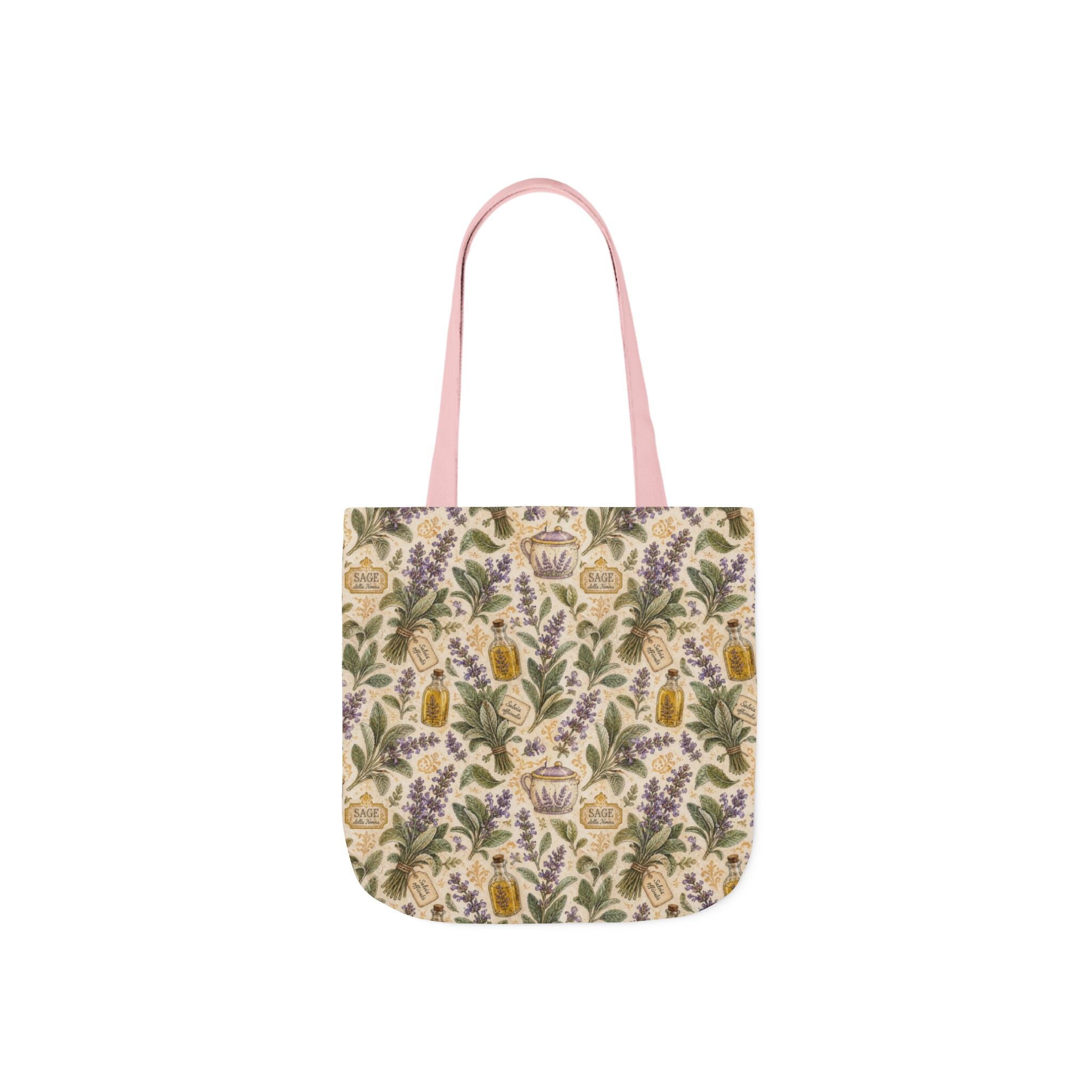 Sage Leaves Canvas Tote Bag Mediterranean Kitchen Watercolor Design Italian Cottagecore Gift
