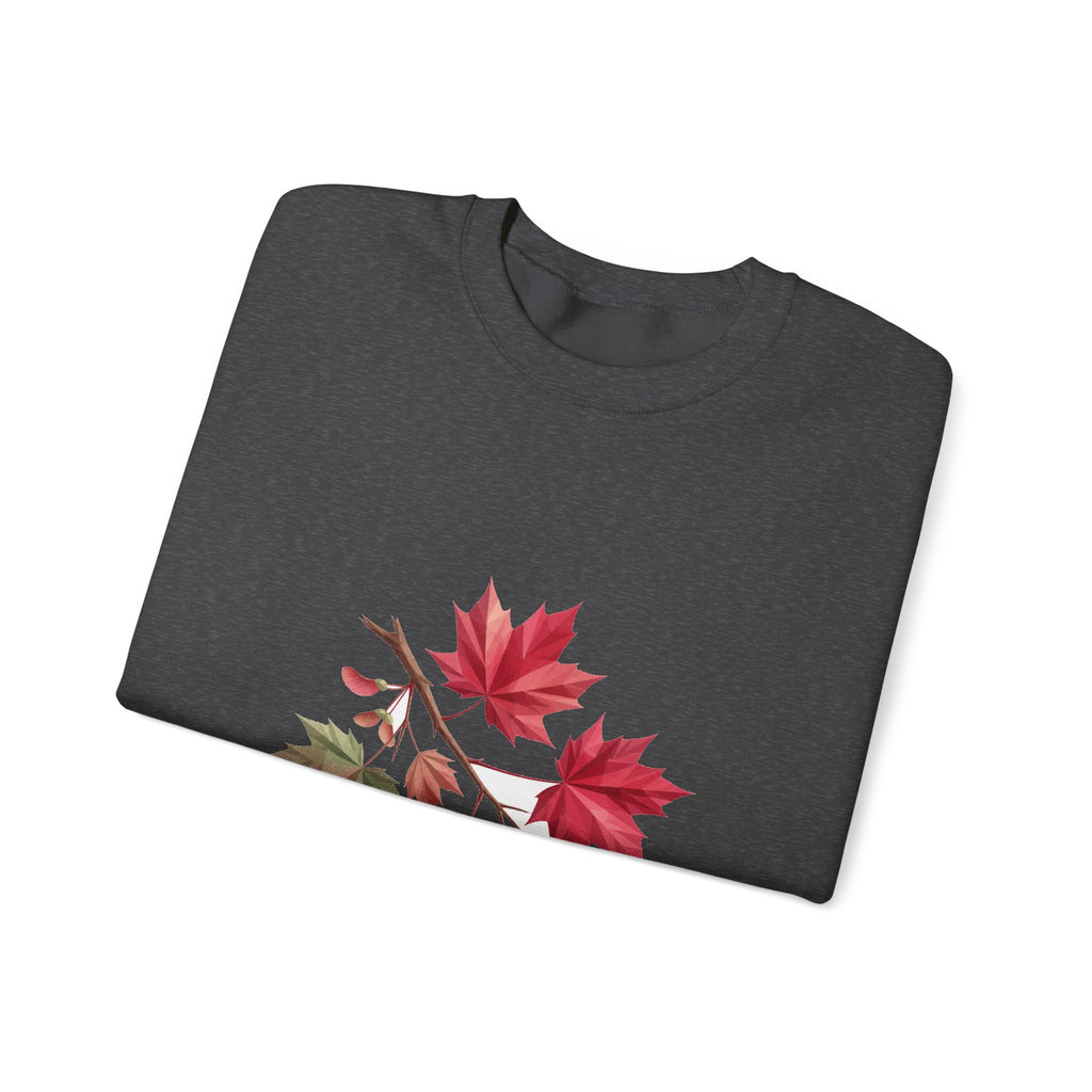 Matching Couple Sweatshirt - Cherry Blossom & Maple Leaf Matching Couple Premium Fleece Sweatshirt Geometric Art His Hers Love Gift - Design B