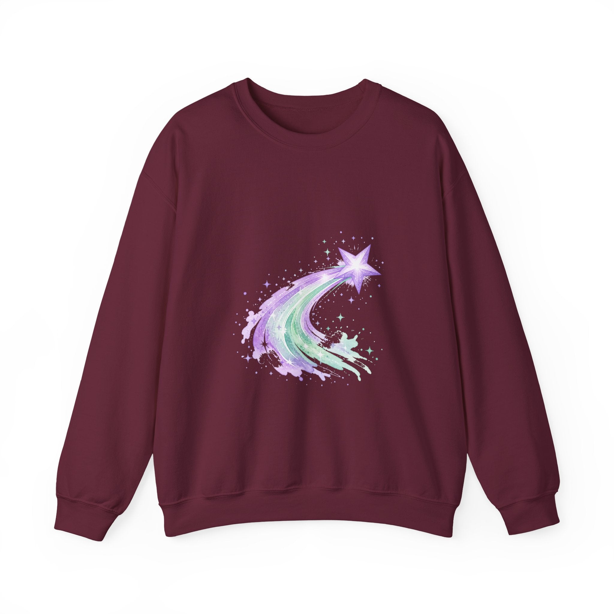 Matching Couple Sweatshirt - Shooting Star & North Star Matching Couple Crewneck Sweatshirt Watercolor Art His Hers Engagement Gift - Design A
