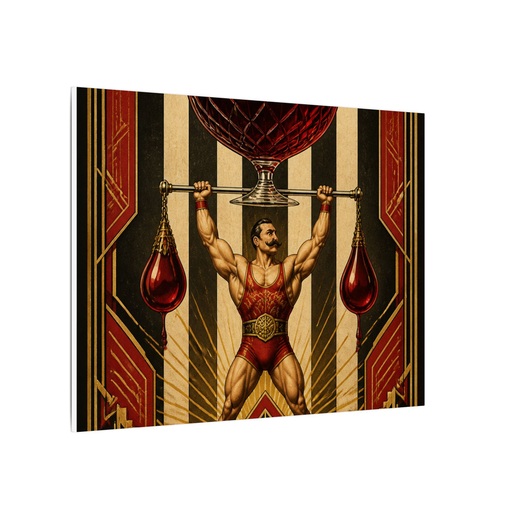 Wine Glass Strongman Wall Art Canvas 16×20 Art Deco Entryway Decor Maximalist Print