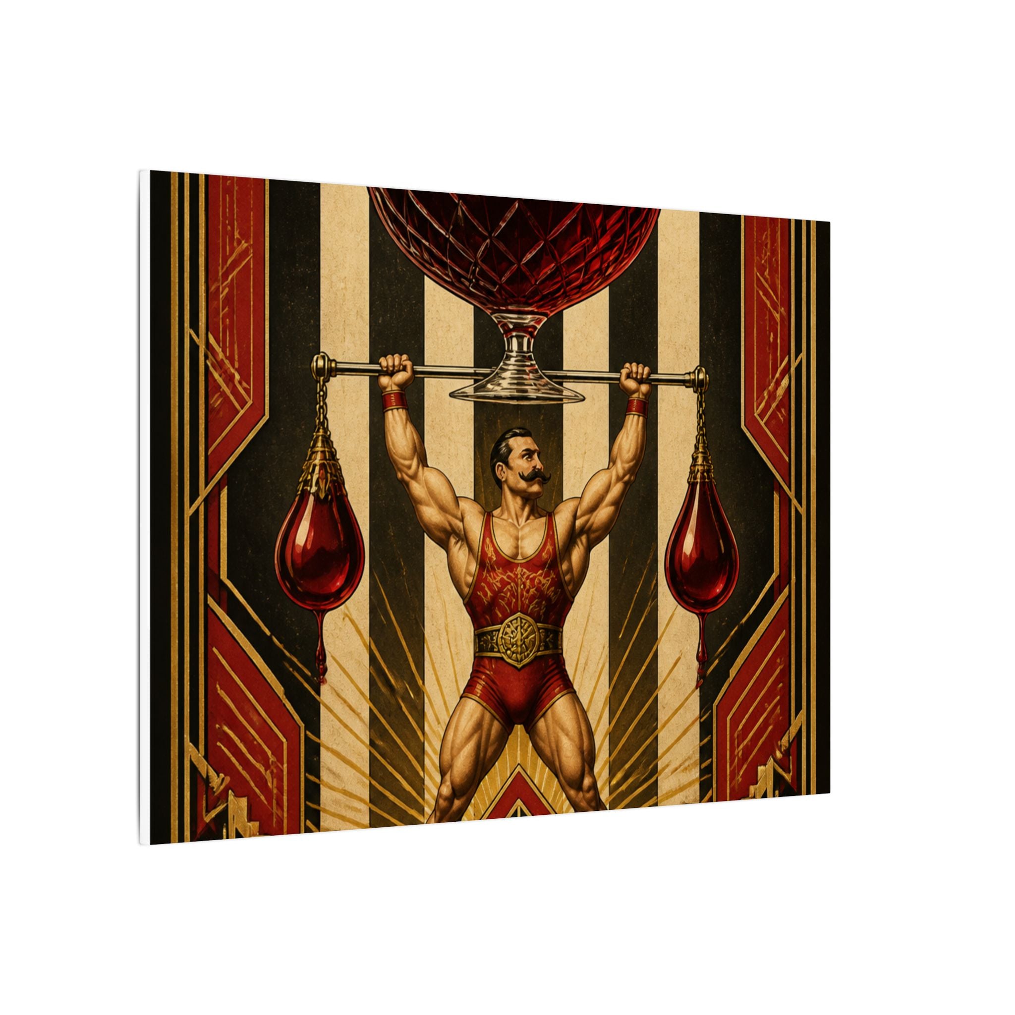 Wine Glass Strongman Wall Art Canvas 16×20 Art Deco Entryway Decor Maximalist Print