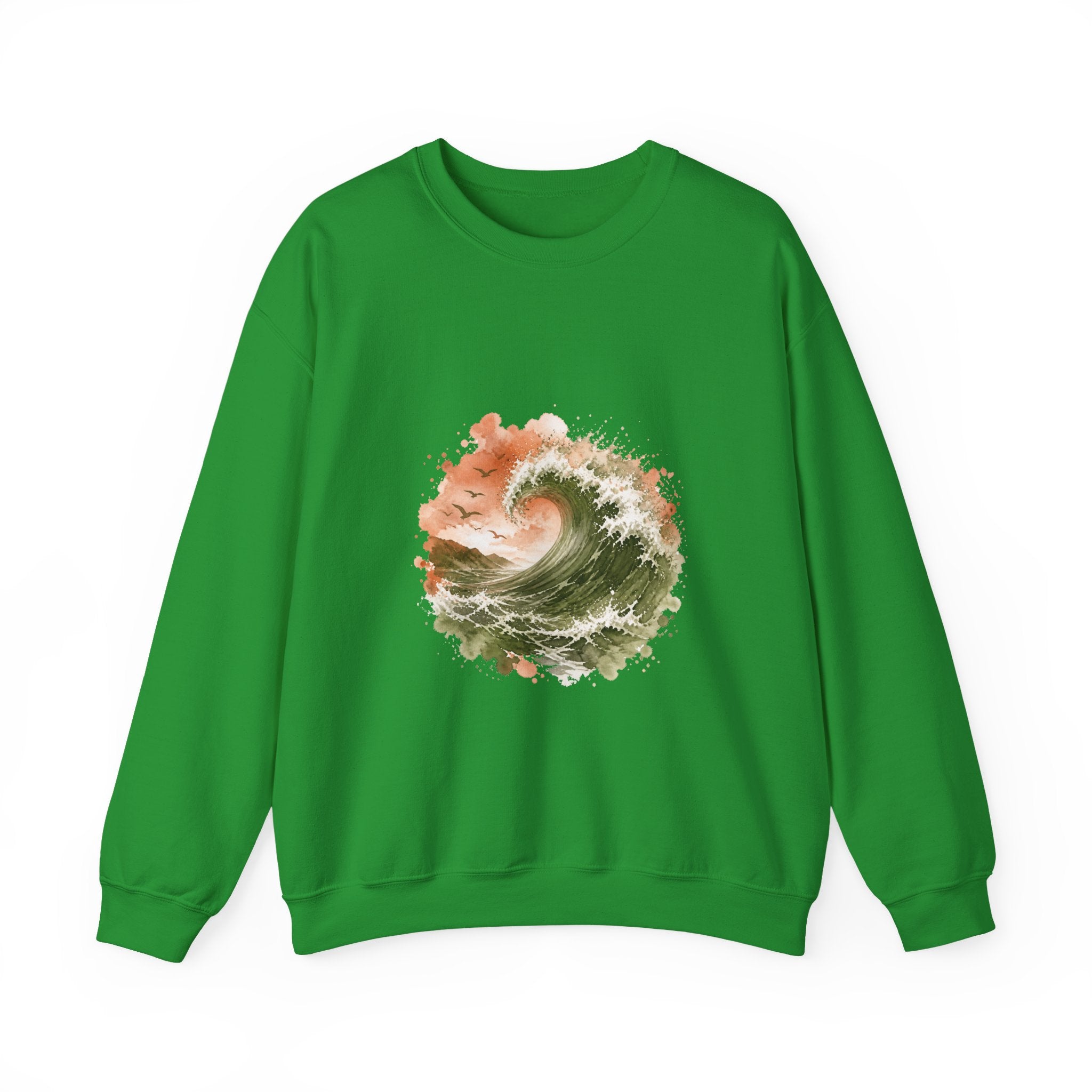 Matching Couple Sweatshirt - Mountain & Ocean Matching Couple Premium Fleece Sweatshirt Watercolor Art His Hers Birthday Gift - Design B