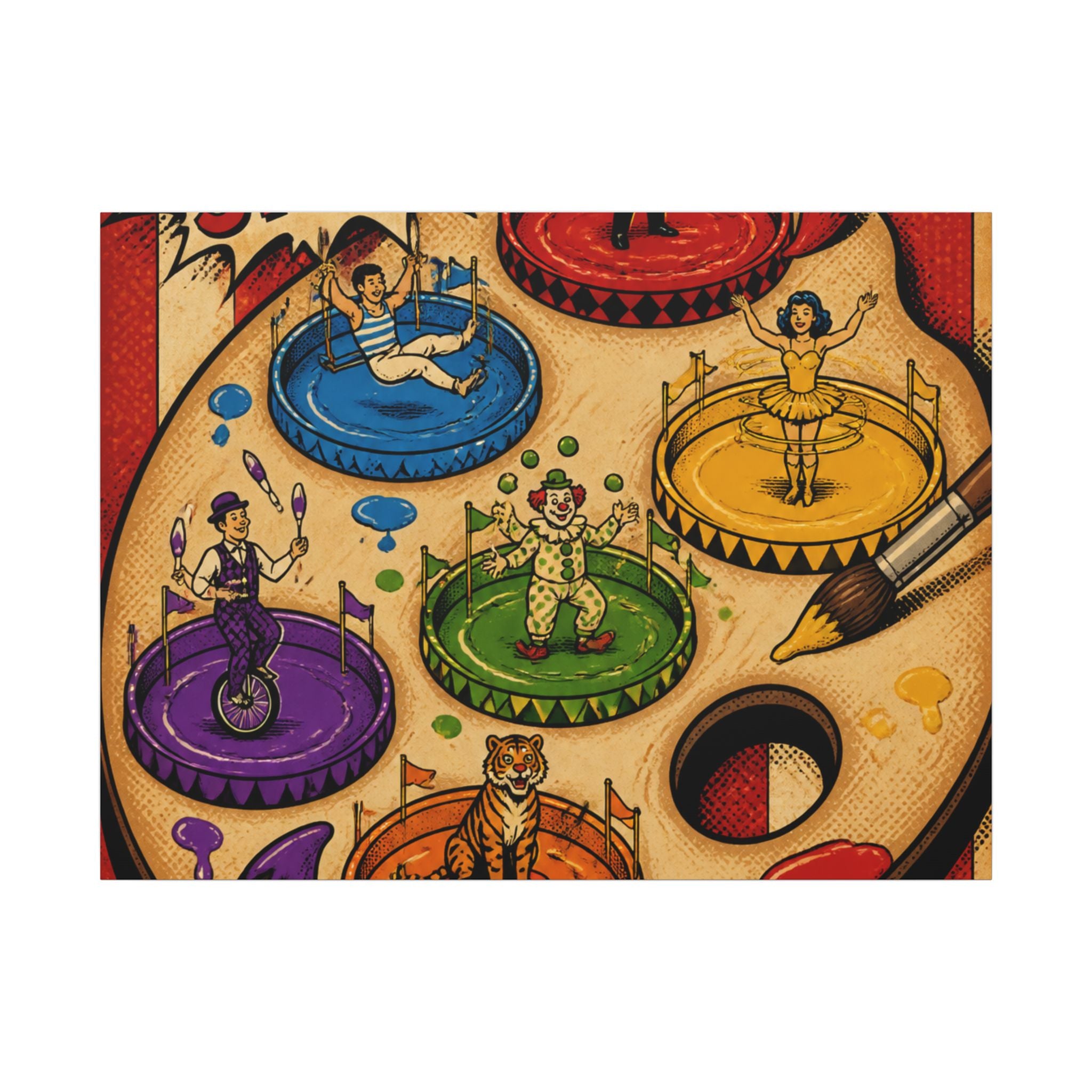 Paint Palette Stage Wall Art Canvas 24×36 Pop Art Restaurant Decor Maximalist Print