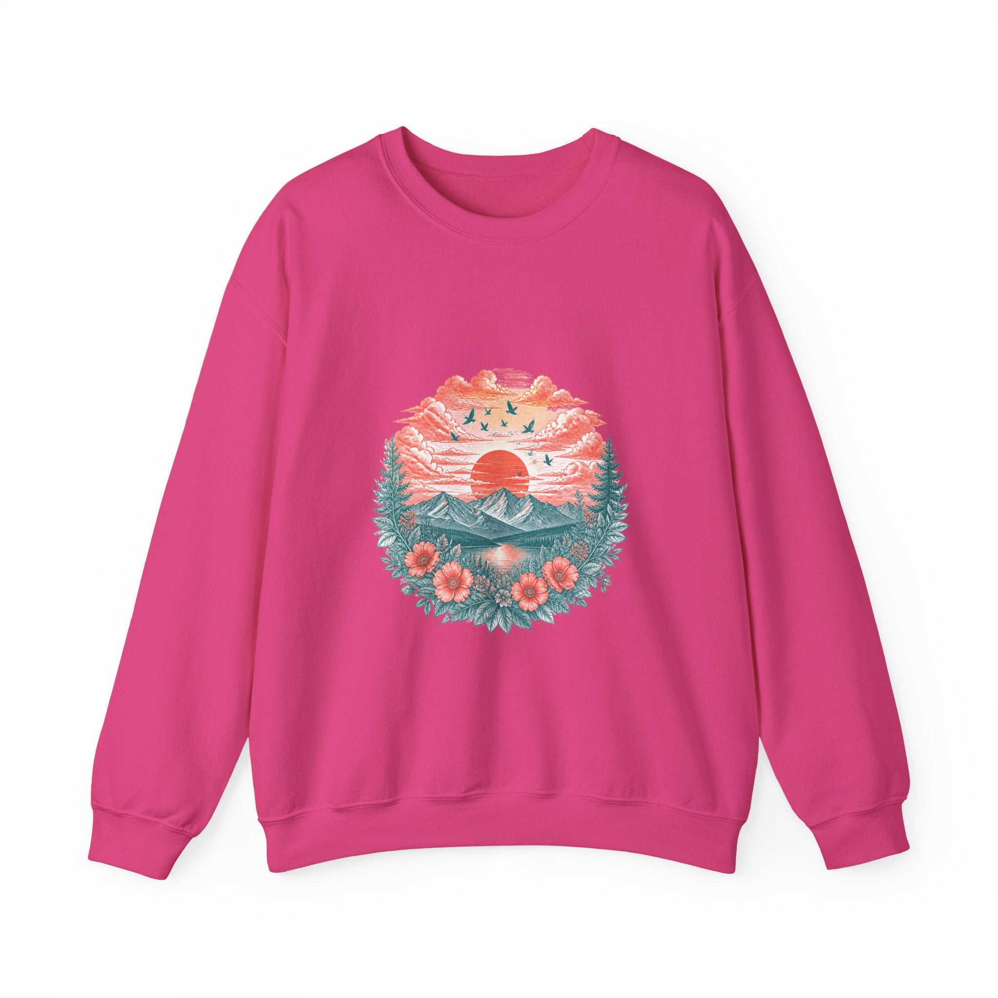 Matching Couple Sweatshirt - Sunrise & Sunset Matching Couple Crewneck Sweatshirt Vintage Art His Hers Wedding Gift - Design B